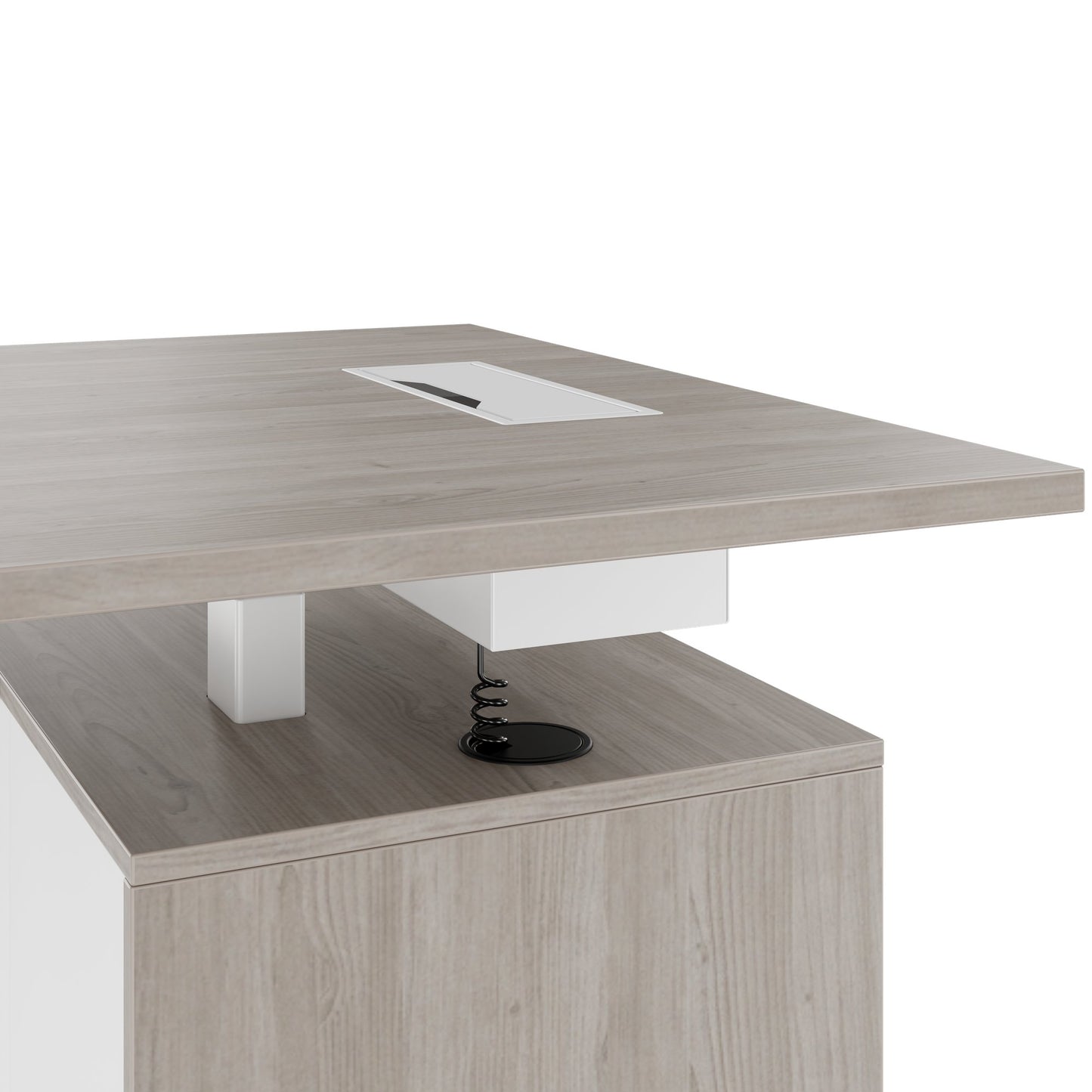 MOTION 2 motor desk with sideboard | Electrically height adjustable, 2000 x 1800 mm, gray northern oak