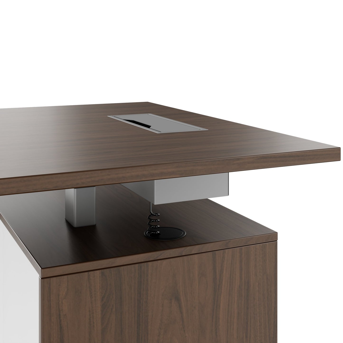 MOTION Bureau à 2 moteurs avec buffet | Réglable à hauteur électrique, 2000 x 1800 mm, noix