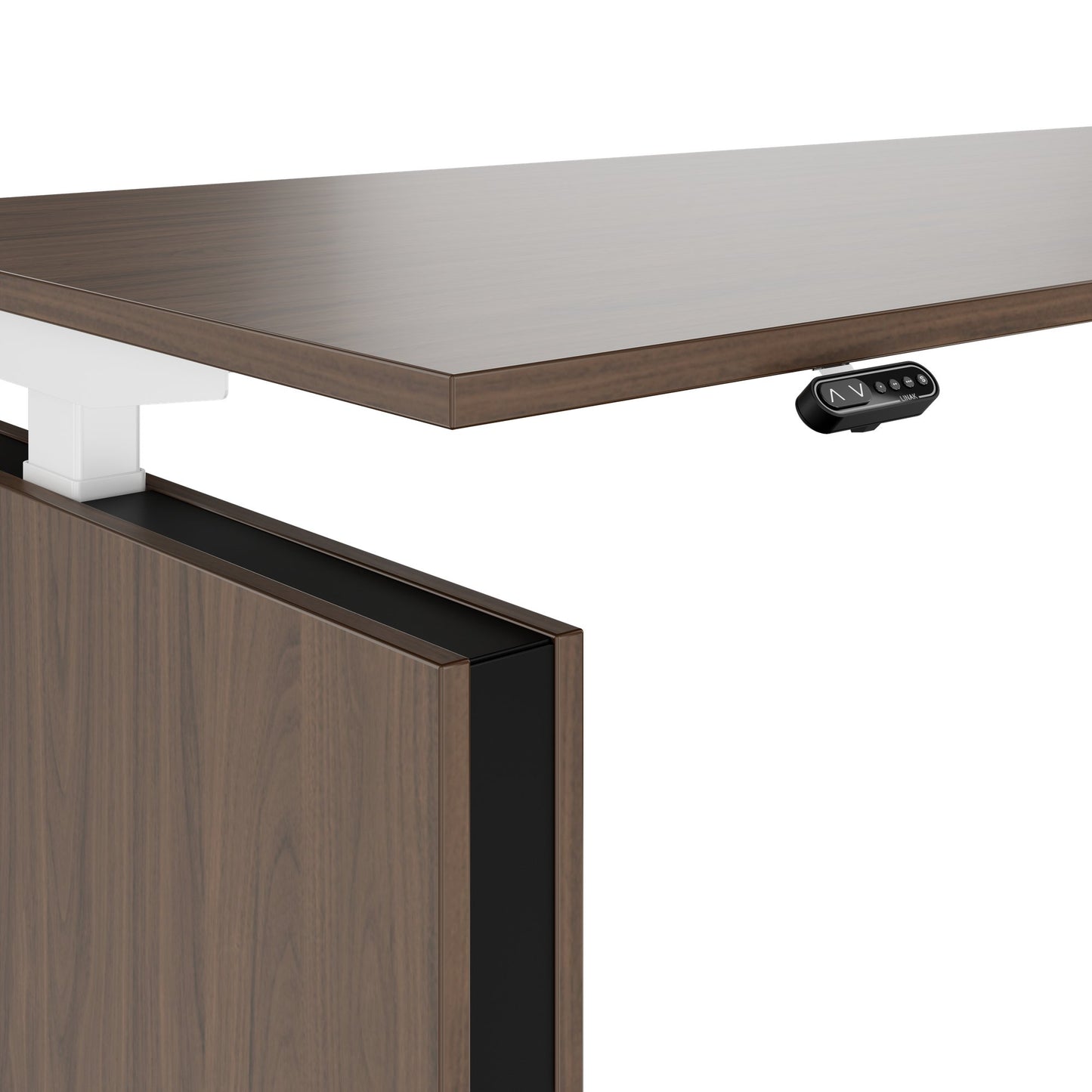 MOTION Bureau à 2 moteurs avec buffet | Réglable à hauteur électrique, 2000 x 1800 mm, noix