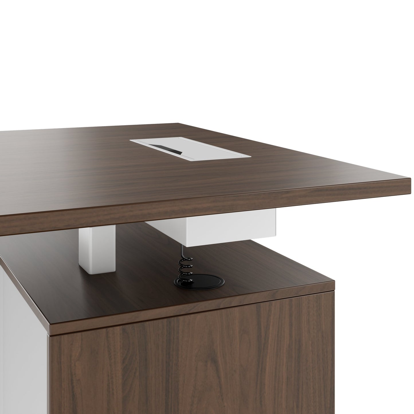 MOTION 2-Motoren-Schreibtisch mit Sideboard | Elektrisch höhenverstellbar, 2000 x 1800 mm, Nussbaum
