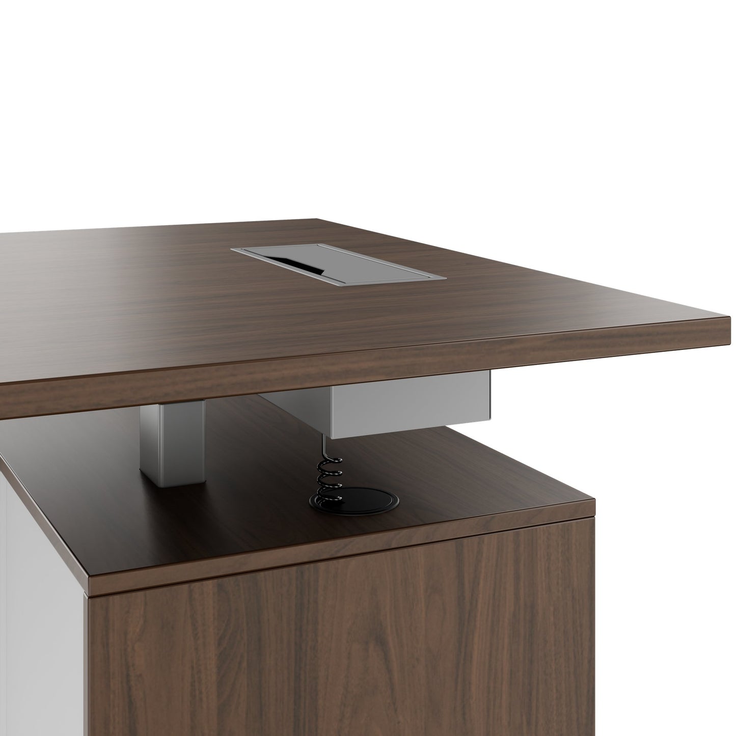 MOTION 2-Motoren-Schreibtisch mit Sideboard | Elektrisch höhenverstellbar, 2000 x 1800 mm, Nussbaum