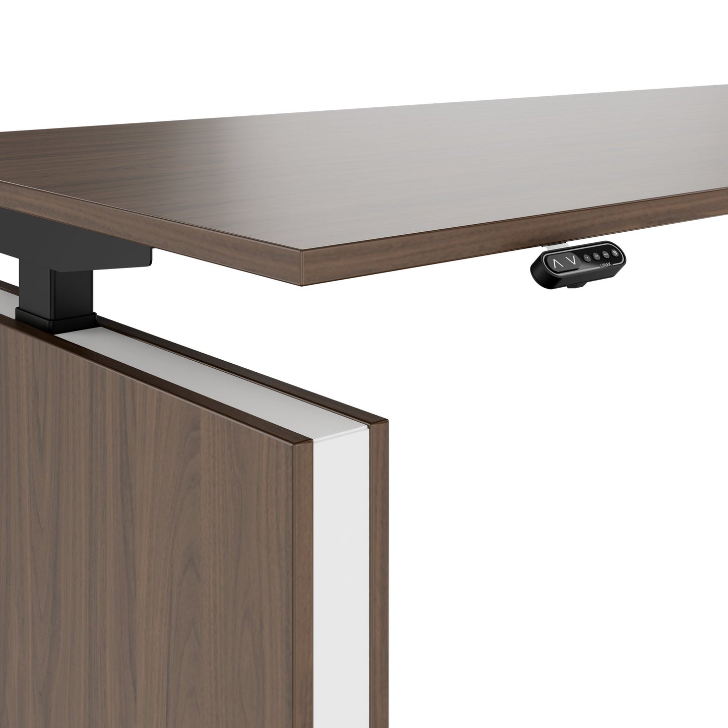 MOTION Bureau à 2 moteurs avec buffet | Réglable à hauteur électrique, 2000 x 1800 mm, noix