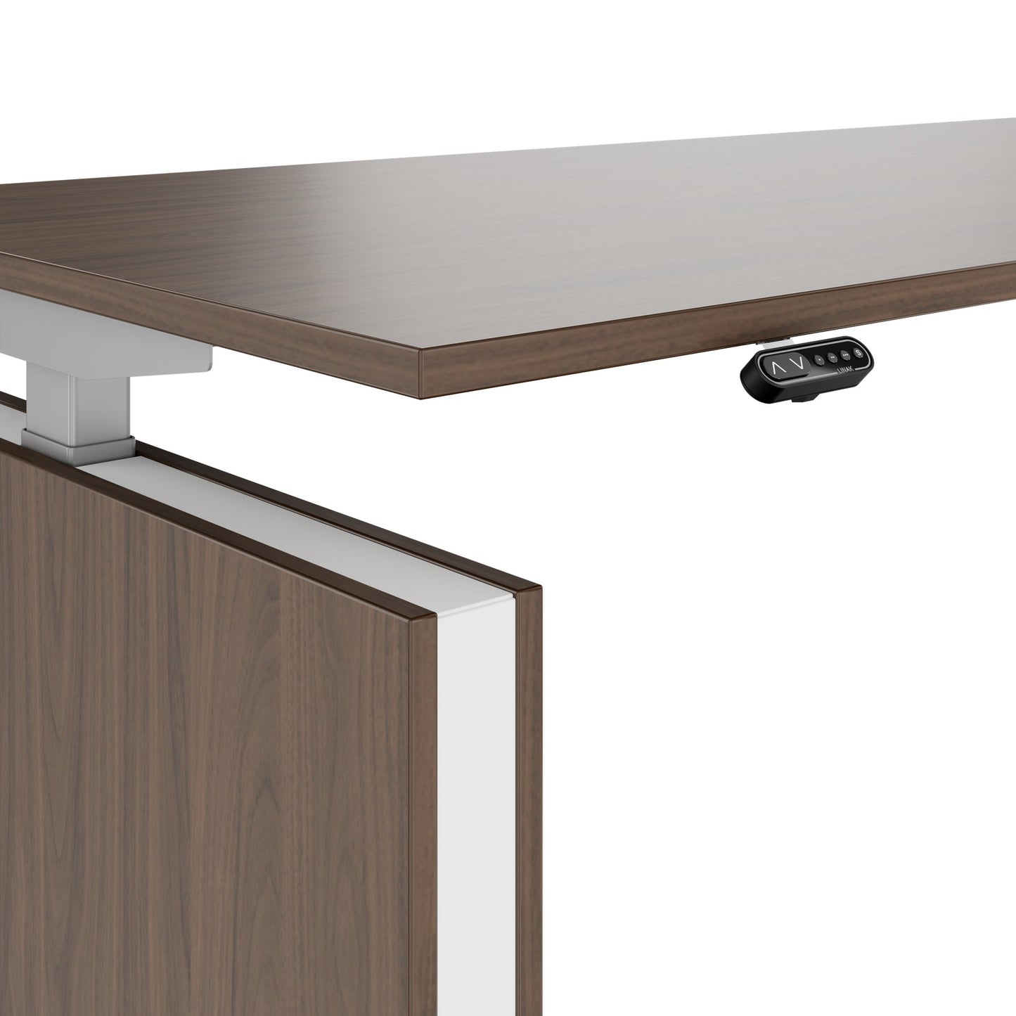MOTION Bureau à 2 moteurs avec buffet | Réglable à hauteur électrique, 2000 x 1800 mm, noix