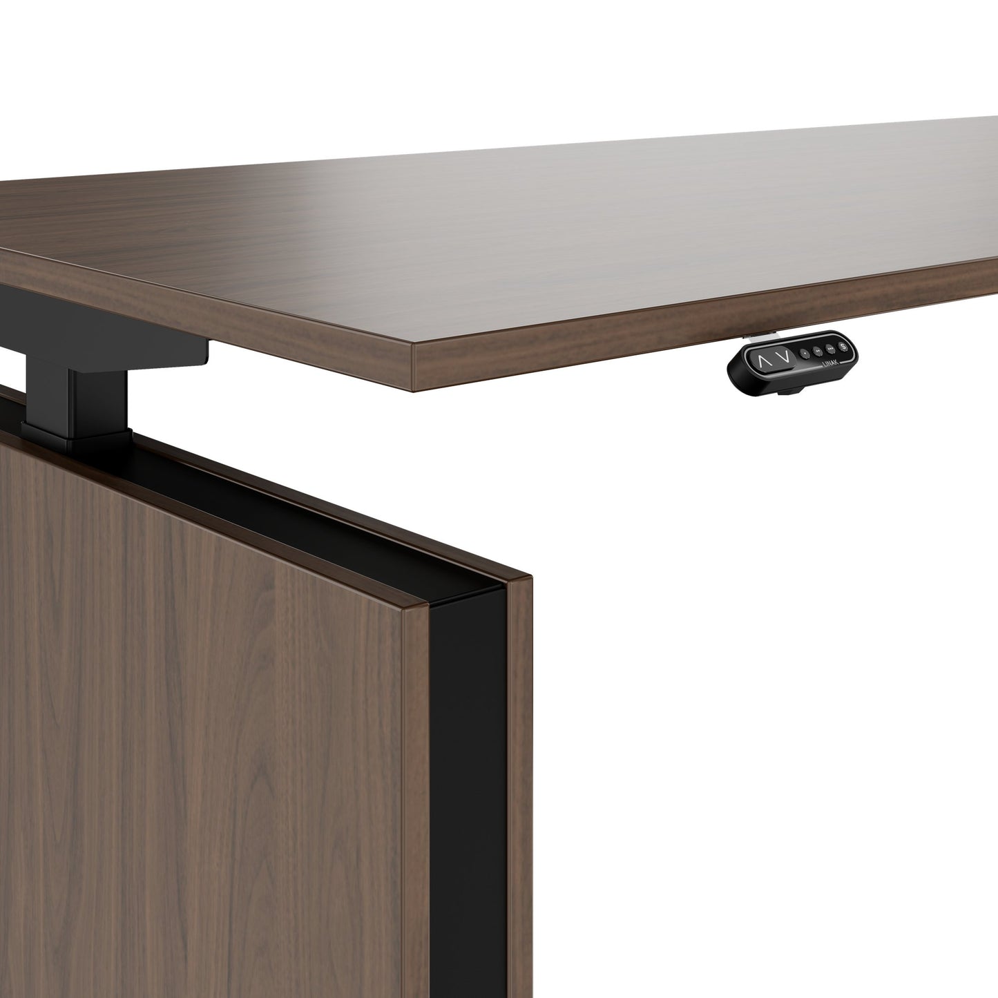 MOTION Bureau à 2 moteurs avec buffet | Réglable à hauteur électrique, 2000 x 1800 mm, noix