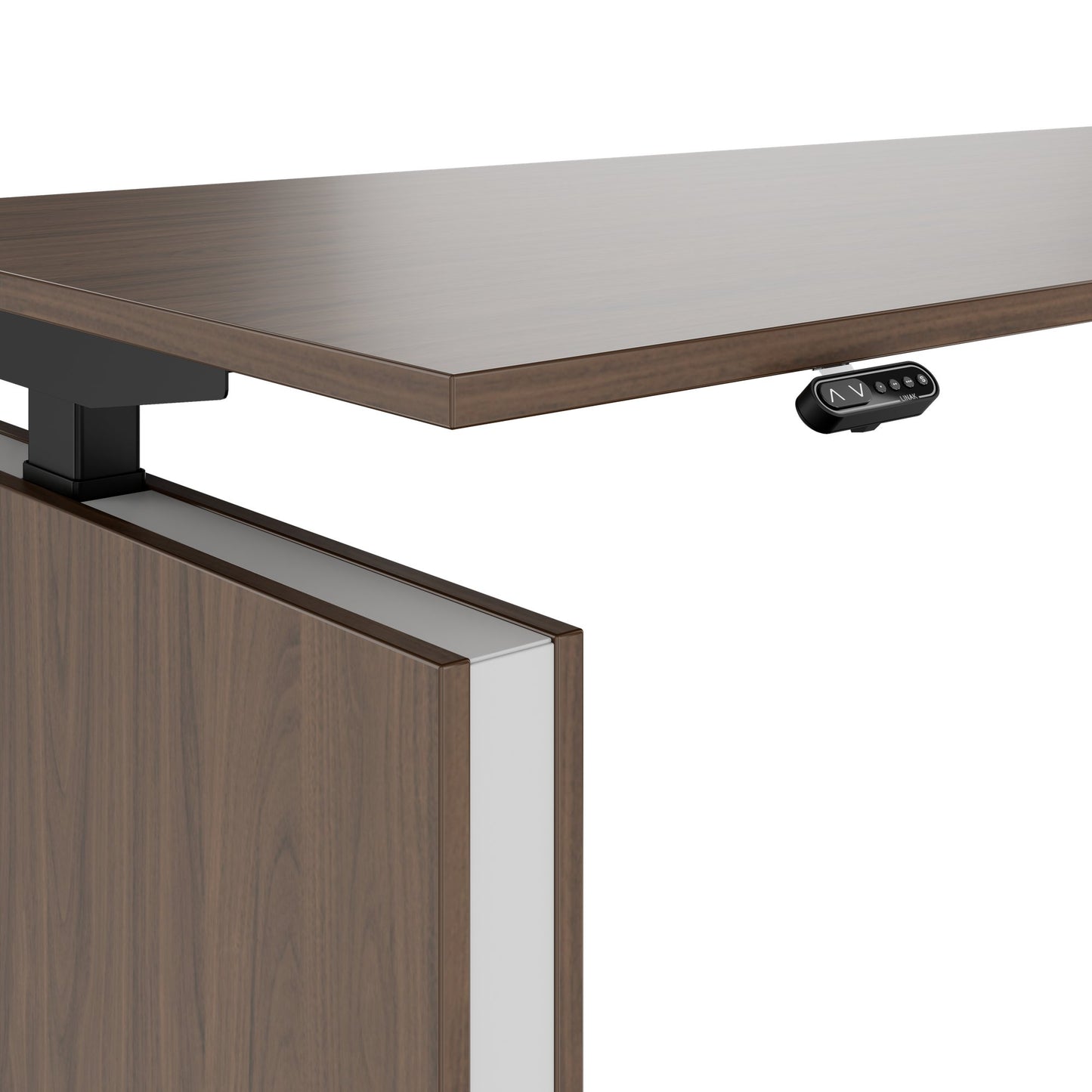 MOTION Bureau à 2 moteurs avec buffet | Réglable à hauteur électrique, 2000 x 1800 mm, noix
