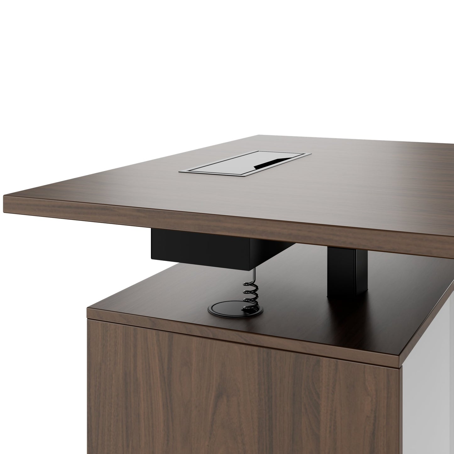 MOTION Bureau à 2 moteurs avec buffet | Réglable à hauteur électrique, 2000 x 1800 mm, noix