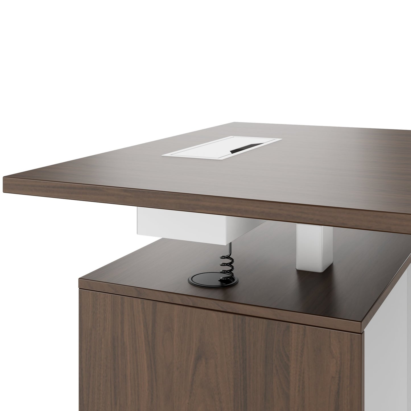 MOTION Bureau à 2 moteurs avec buffet | Réglable à hauteur électrique, 2000 x 1800 mm, noix