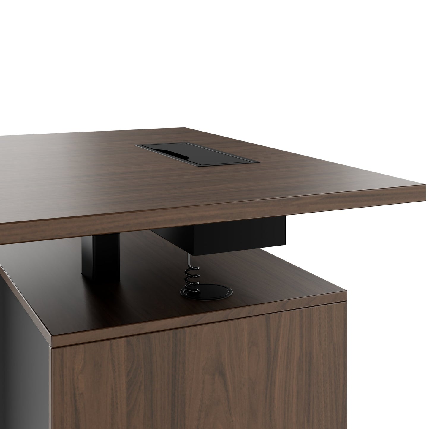 MOTION Bureau à 2 moteurs avec buffet | Réglable à hauteur électrique, 2000 x 1800 mm, noix