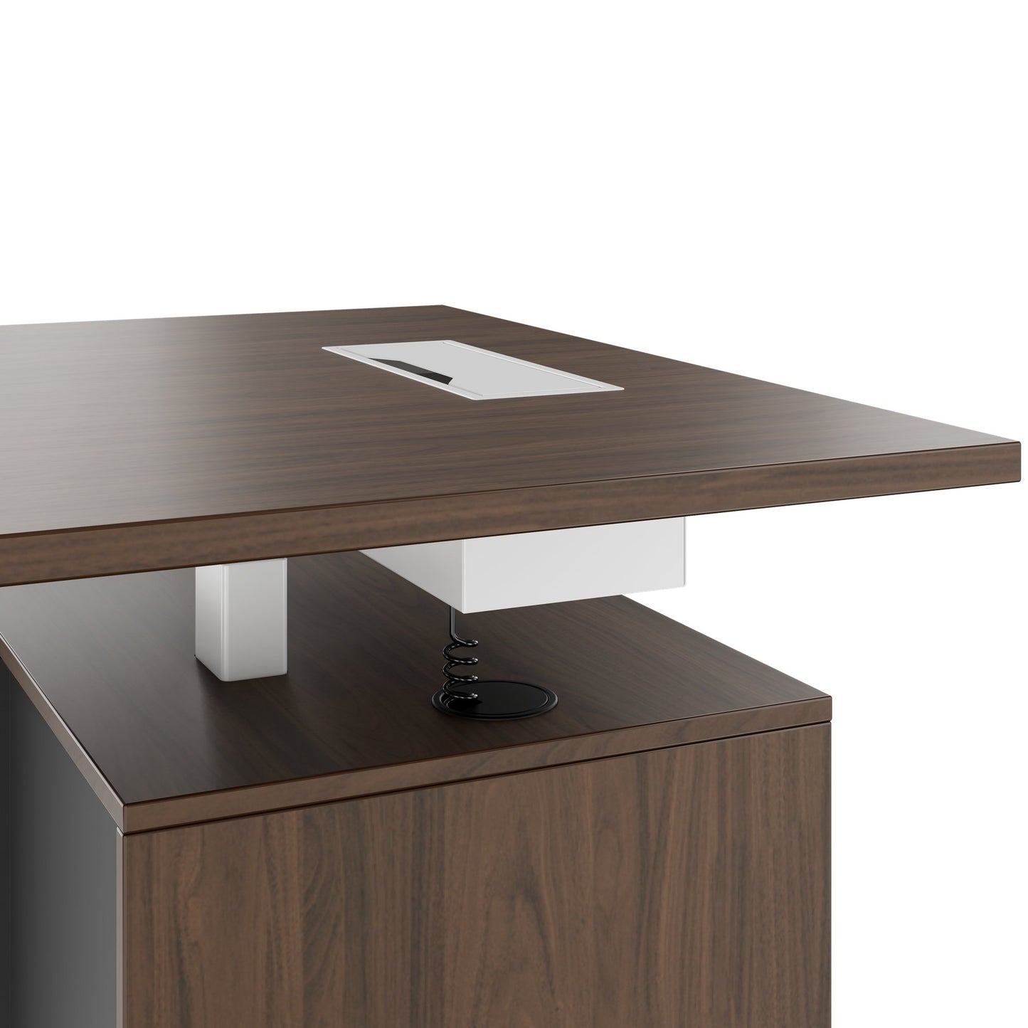 MOTION Bureau à 2 moteurs avec buffet | Réglable à hauteur électrique, 2000 x 1800 mm, noix