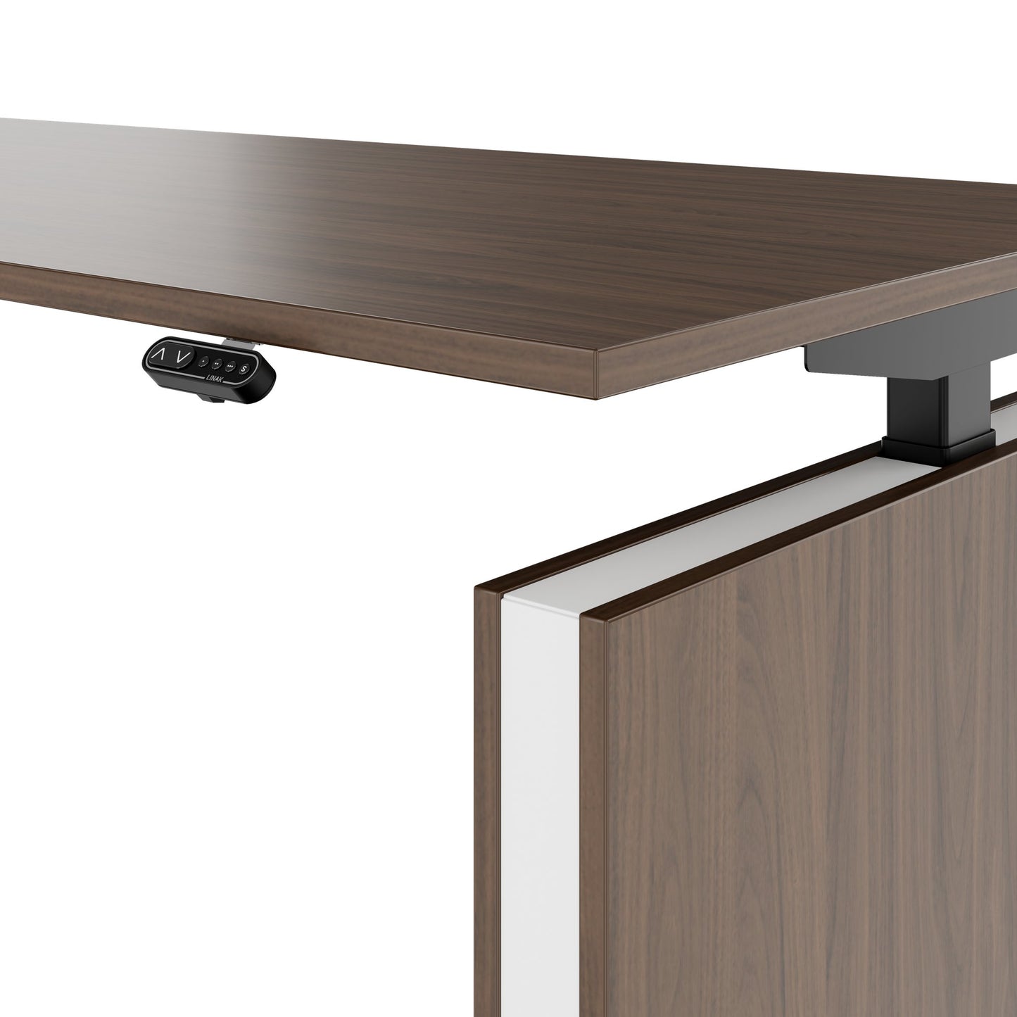 MOTION Bureau à 2 moteurs avec buffet | Réglable à hauteur électrique, 2000 x 1800 mm, noix