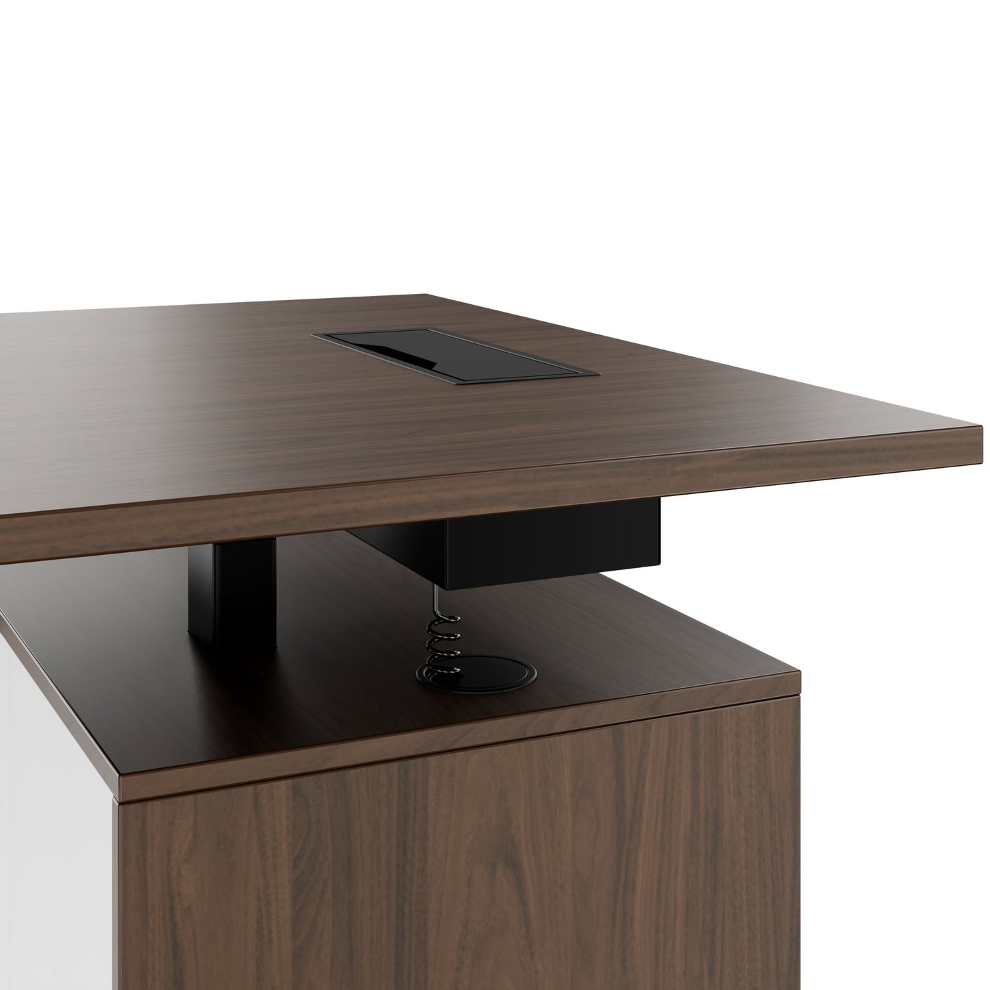 MOTION Bureau à 2 moteurs avec buffet | Réglable à hauteur électrique, 2000 x 1800 mm, noix