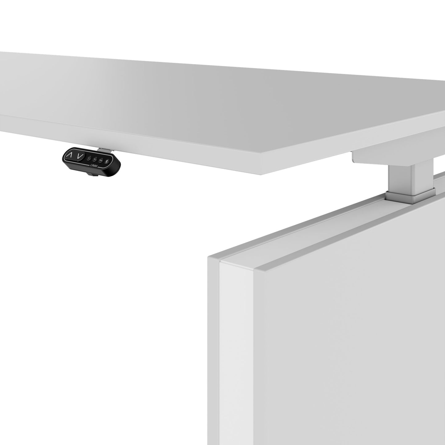 MOTION Desk a 2 motori con sideboard | Regolabile elettricamente in altezza, 2000 x 1800 mm, grigio perla