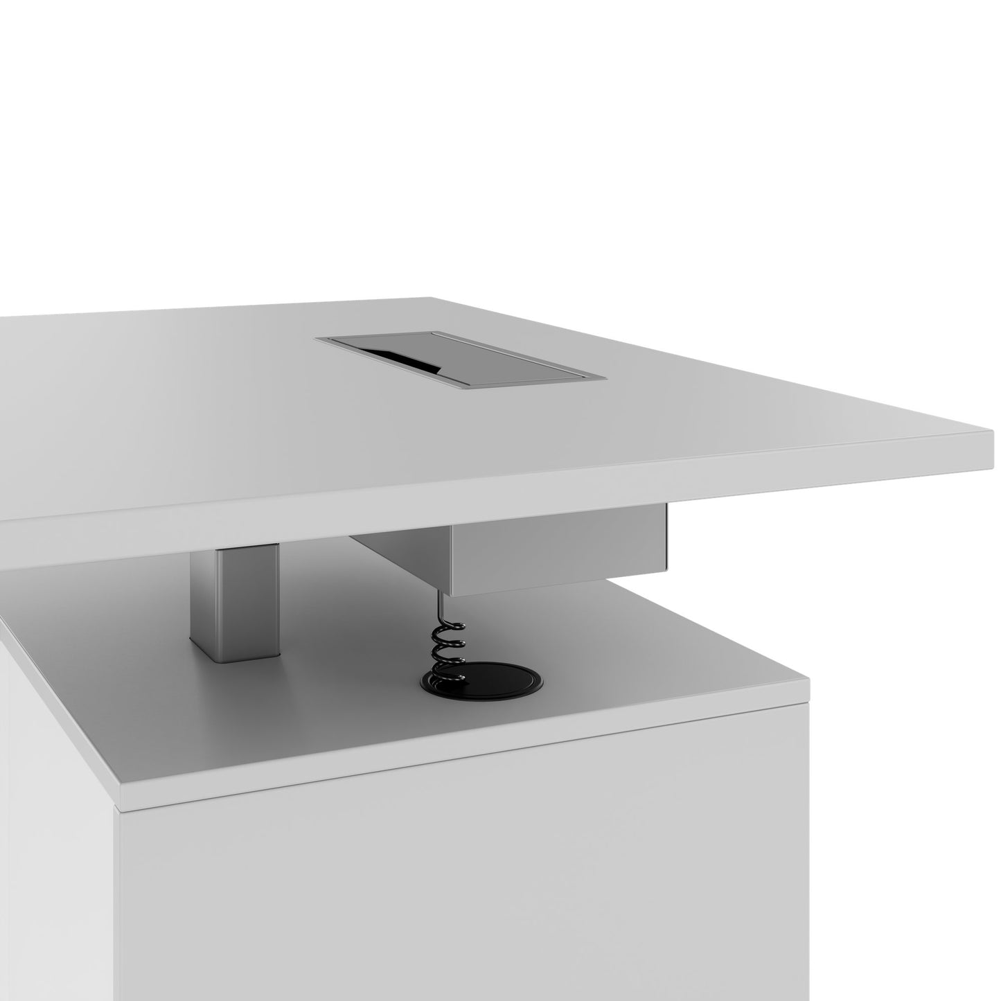 MOTION Desk a 2 motori con sideboard | Regolabile elettricamente in altezza, 2000 x 1800 mm, grigio perla