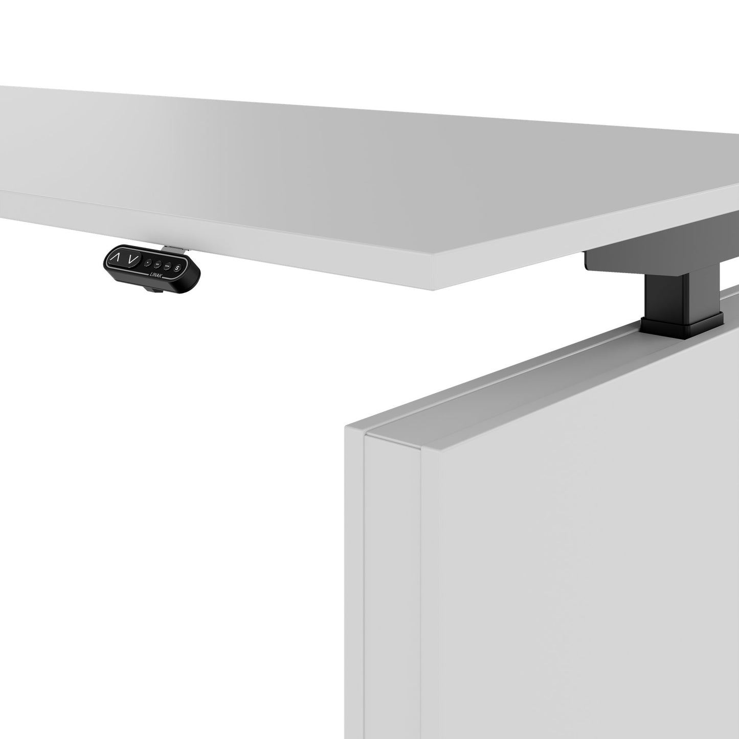 MOTION 2-Motoren-Schreibtisch mit Sideboard | Elektrisch höhenverstellbar, 2000 x 1800 mm, Perlgrau