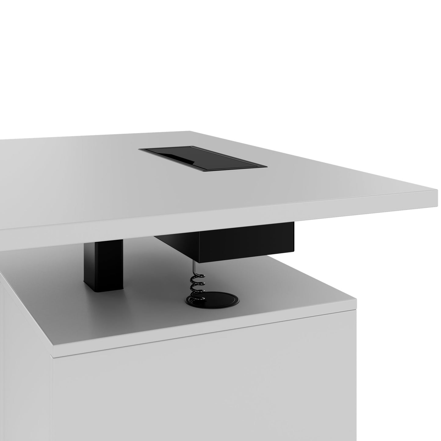 MOTION 2-Motoren-Schreibtisch mit Sideboard | Elektrisch höhenverstellbar, 2000 x 1800 mm, Perlgrau