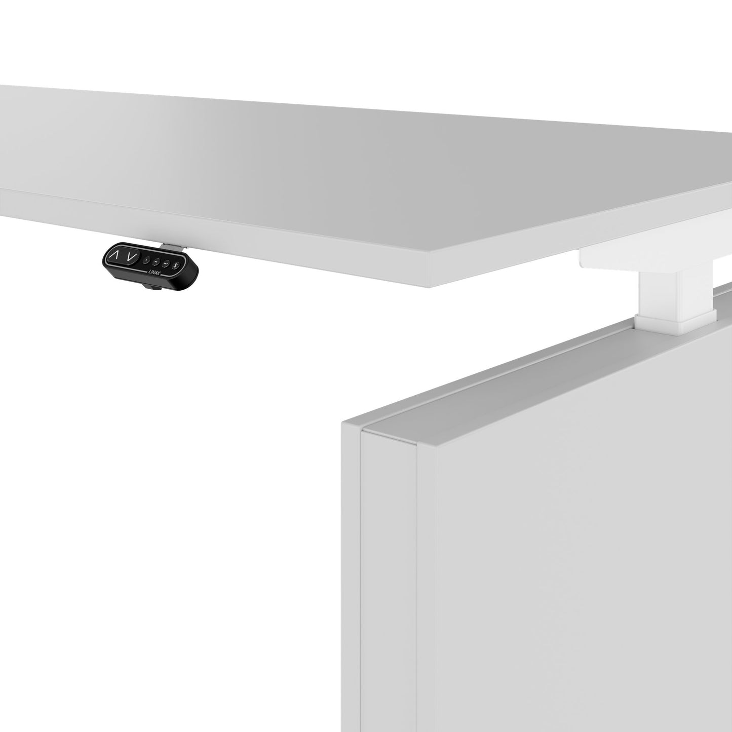 MOTION Desk a 2 motori con sideboard | Regolabile elettricamente in altezza, 2000 x 1800 mm, grigio perla