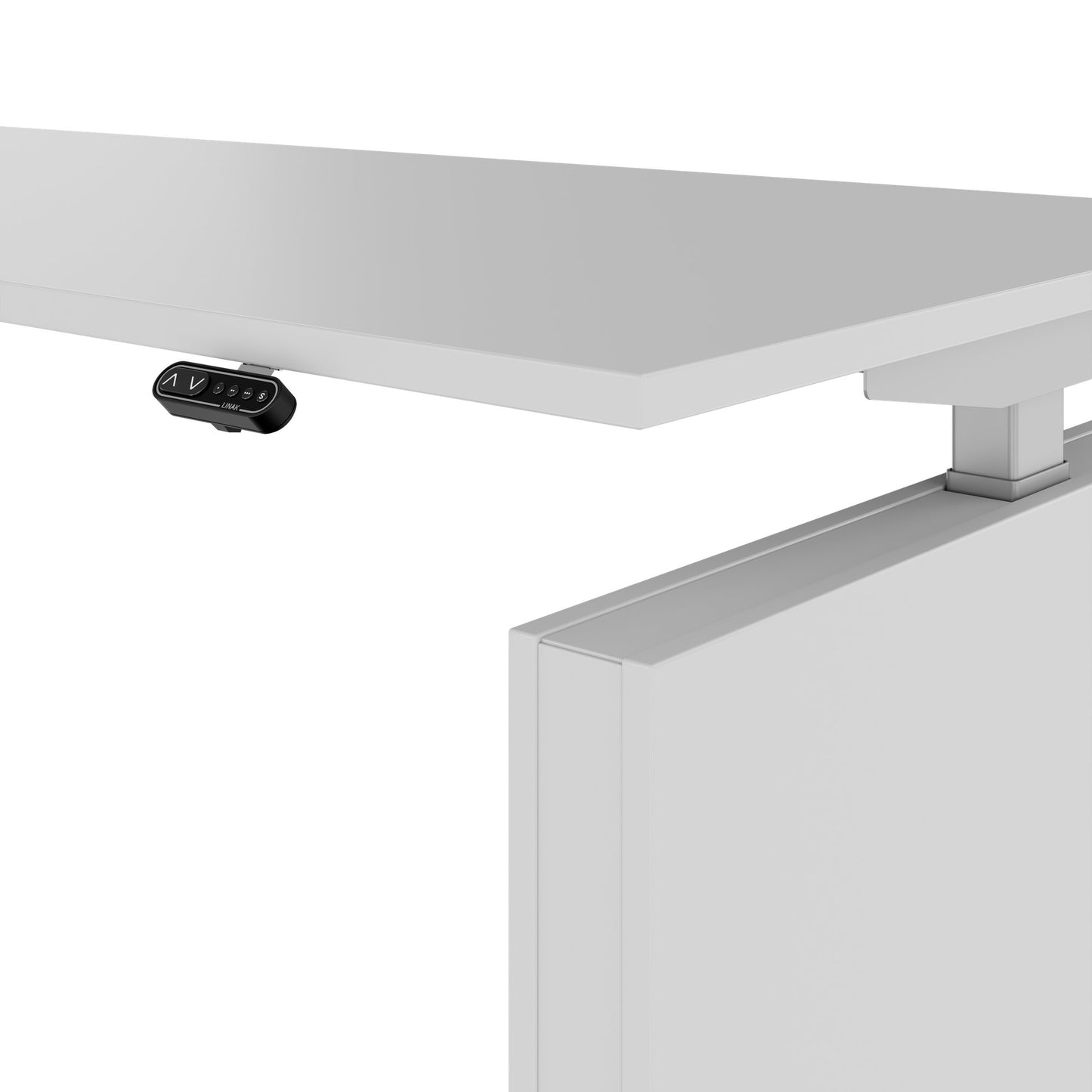 MOTION Desk a 2 motori con sideboard | Regolabile elettricamente in altezza, 2000 x 1800 mm, grigio perla