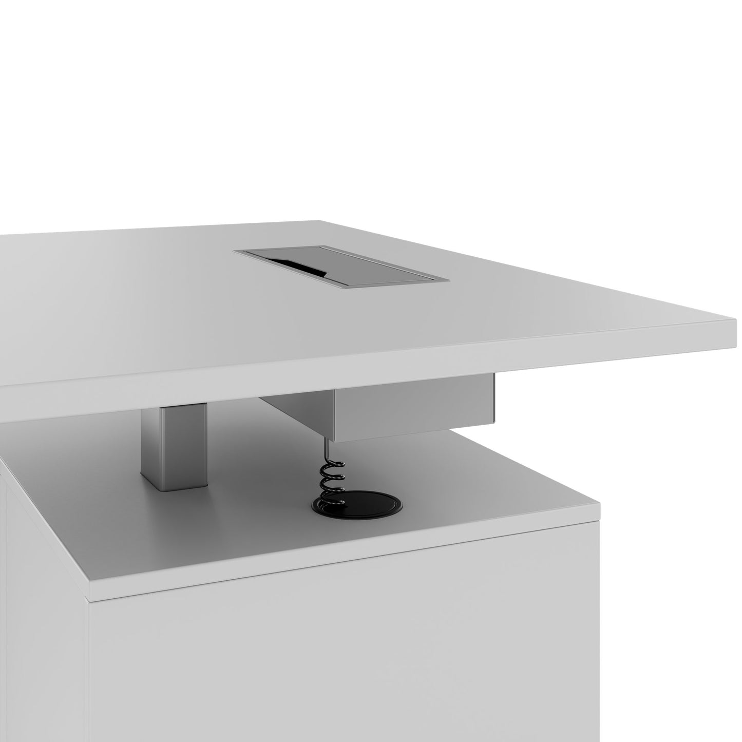MOTION Desk a 2 motori con sideboard | Regolabile elettricamente in altezza, 2000 x 1800 mm, grigio perla