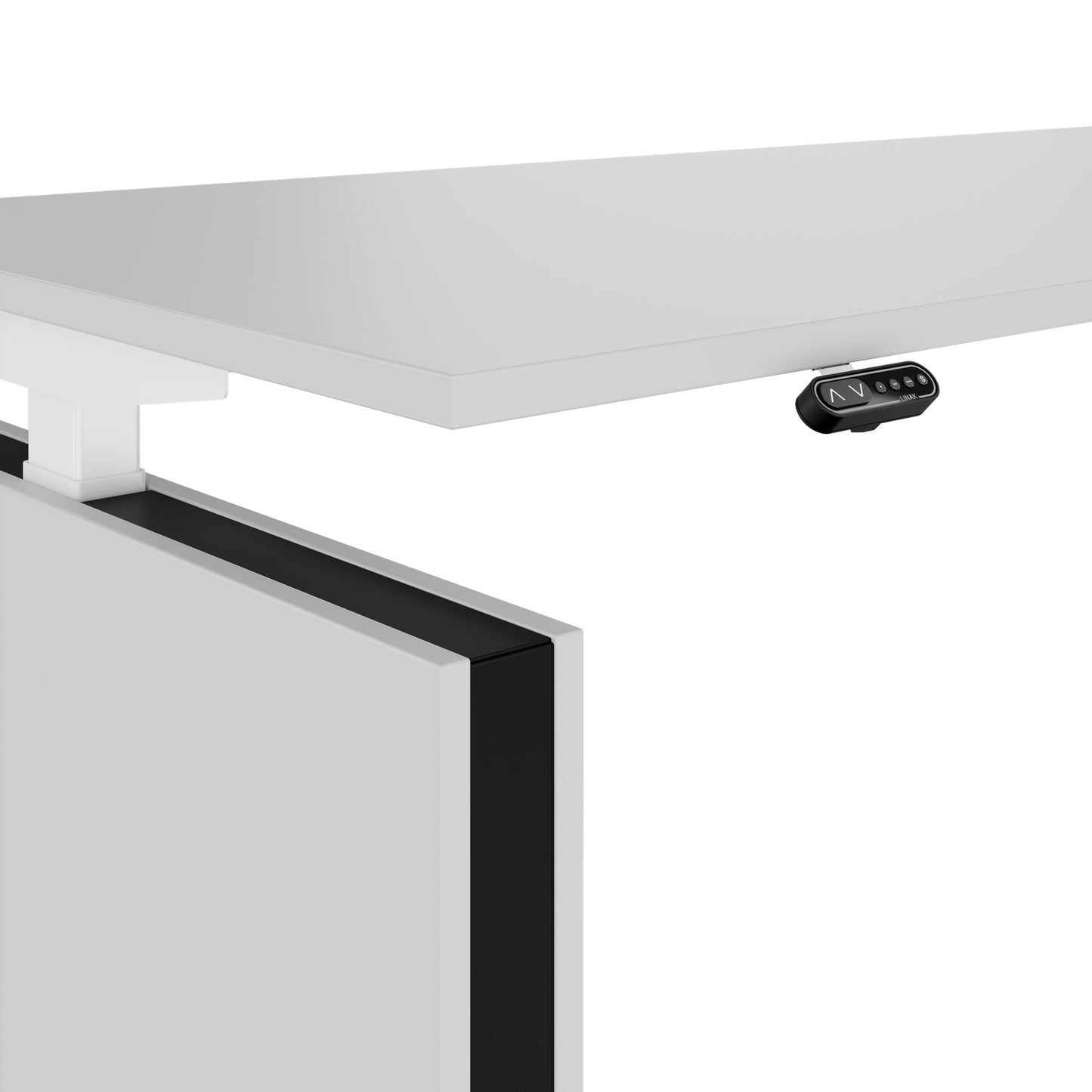 MOTION Desk a 2 motori con sideboard | Regolabile elettricamente in altezza, 2000 x 1800 mm, grigio perla
