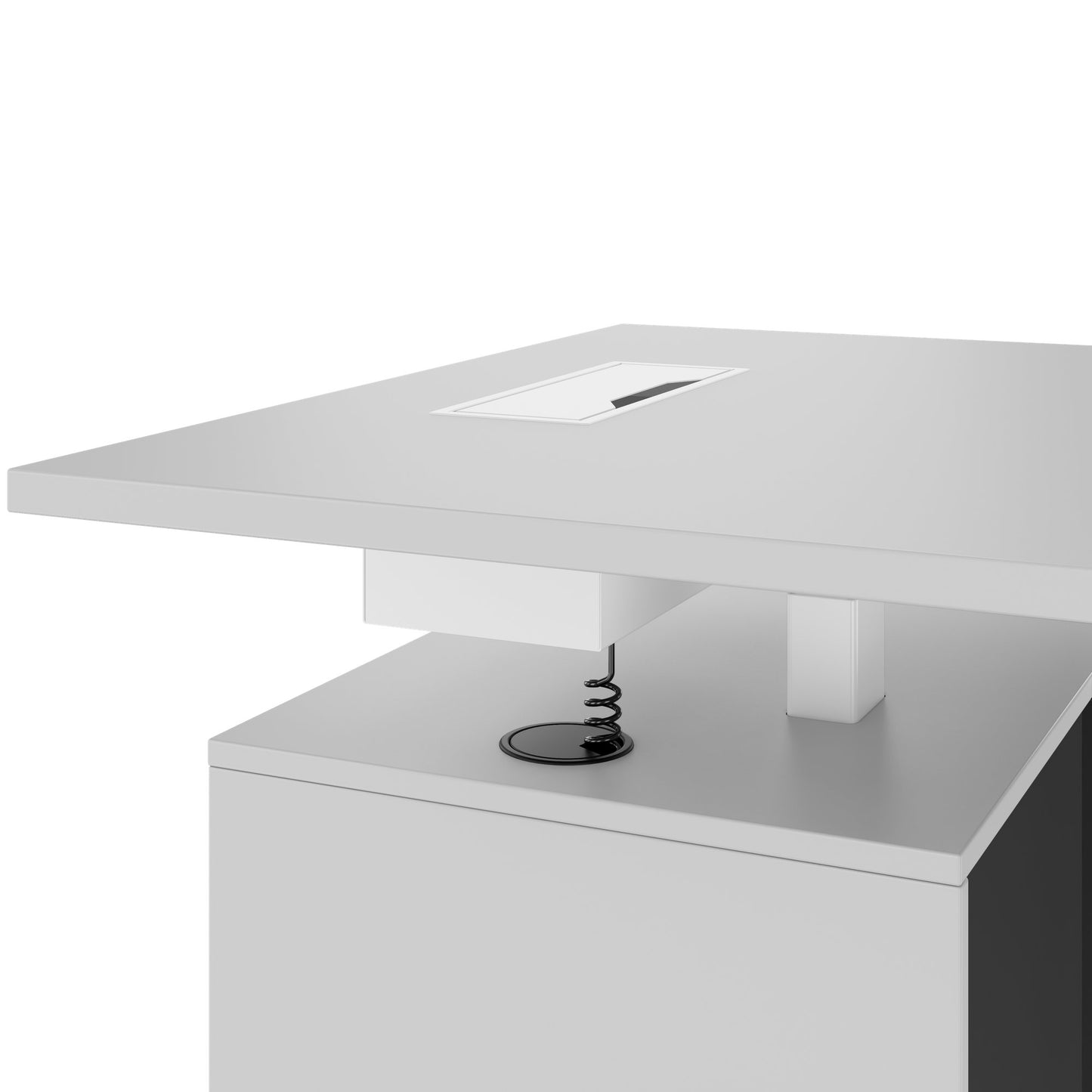 MOTION Desk a 2 motori con sideboard | Regolabile elettricamente in altezza, 2000 x 1800 mm, grigio perla