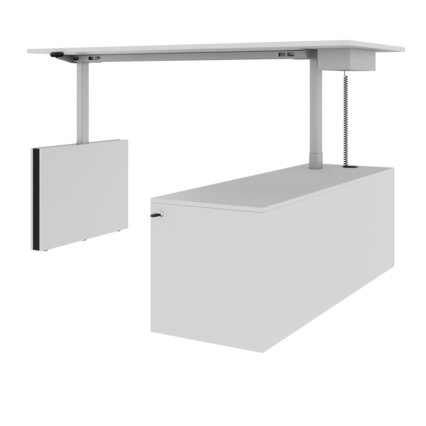 MOTION Desk a 2 motori con sideboard | Regolabile elettricamente in altezza, 2000 x 1800 mm, grigio perla