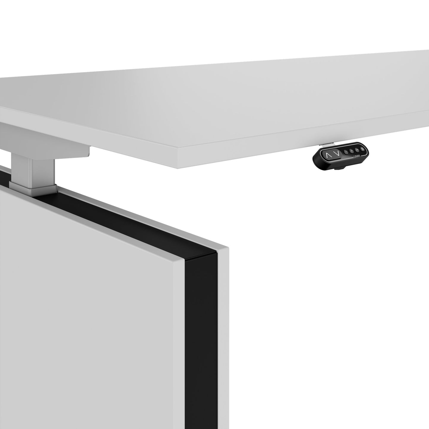 MOTION Desk a 2 motori con sideboard | Regolabile elettricamente in altezza, 2000 x 1800 mm, grigio perla