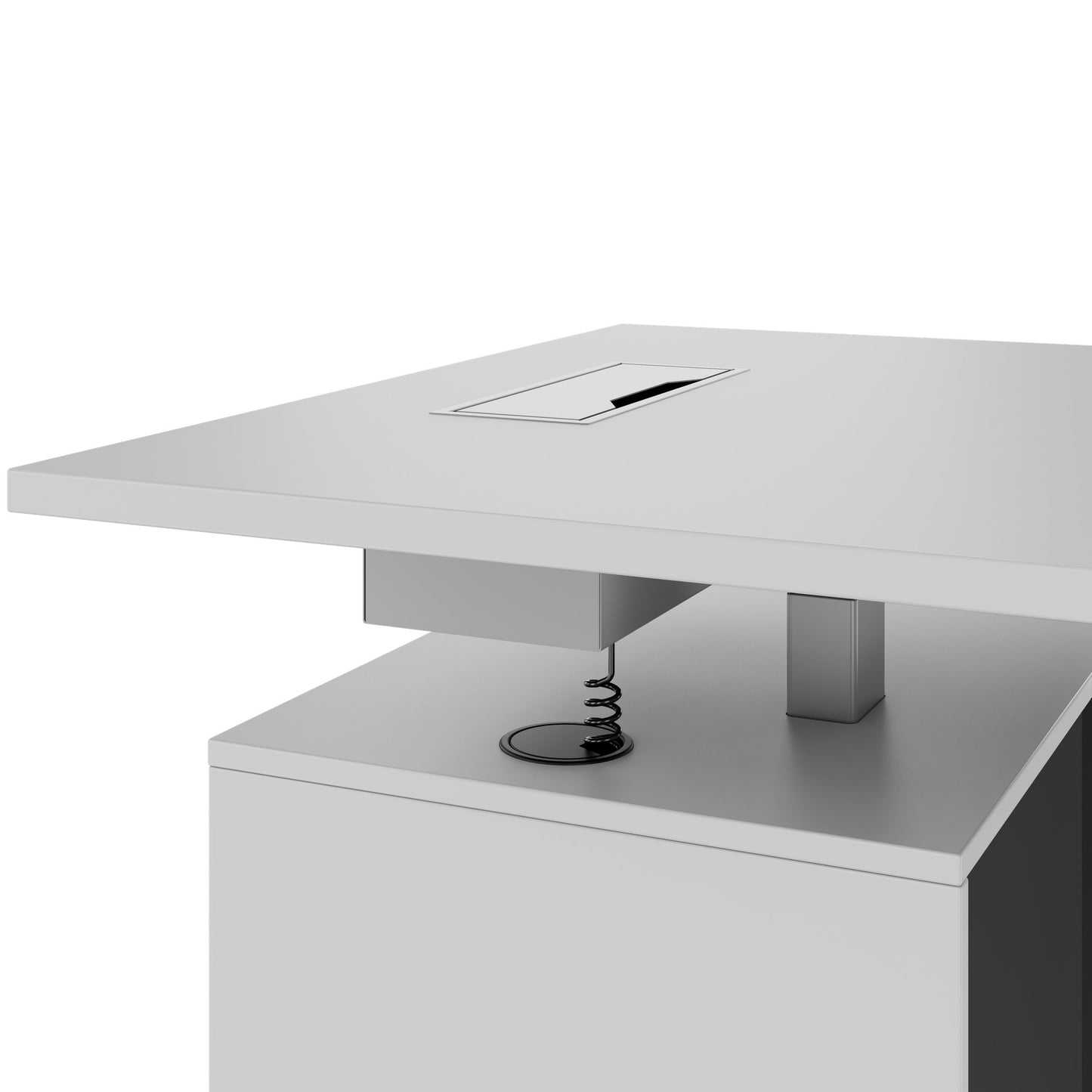 MOTION Desk a 2 motori con sideboard | Regolabile elettricamente in altezza, 2000 x 1800 mm, grigio perla