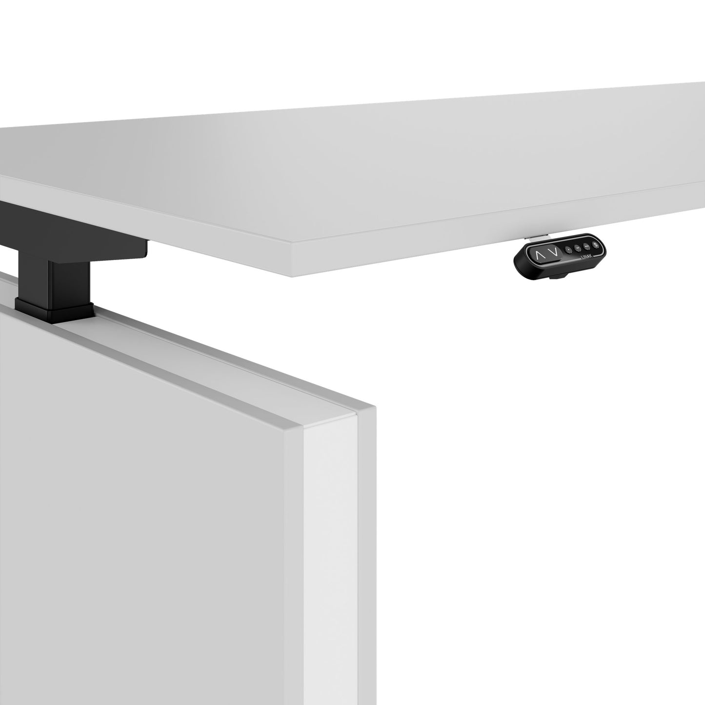 MOTION Desk a 2 motori con sideboard | Regolabile elettricamente in altezza, 2000 x 1800 mm, grigio perla