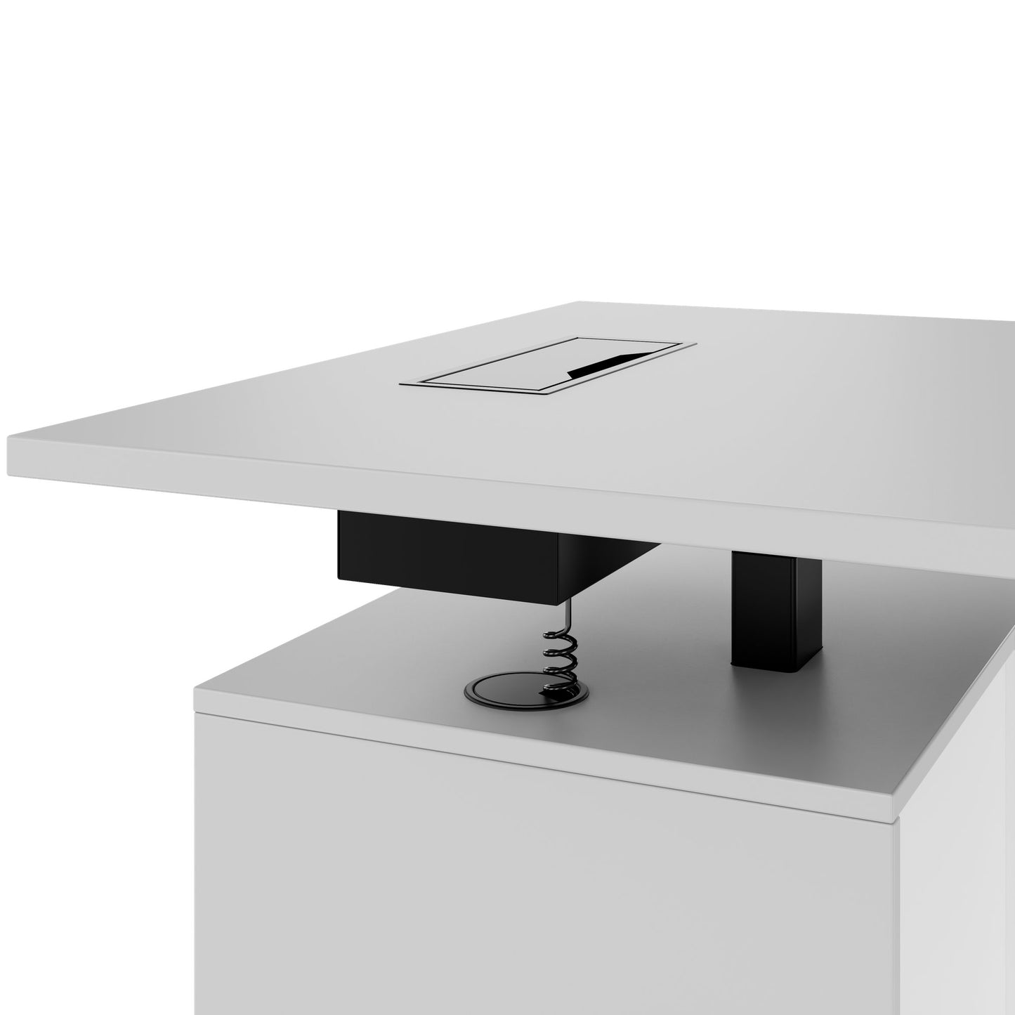 MOTION Desk a 2 motori con sideboard | Regolabile elettricamente in altezza, 2000 x 1800 mm, grigio perla