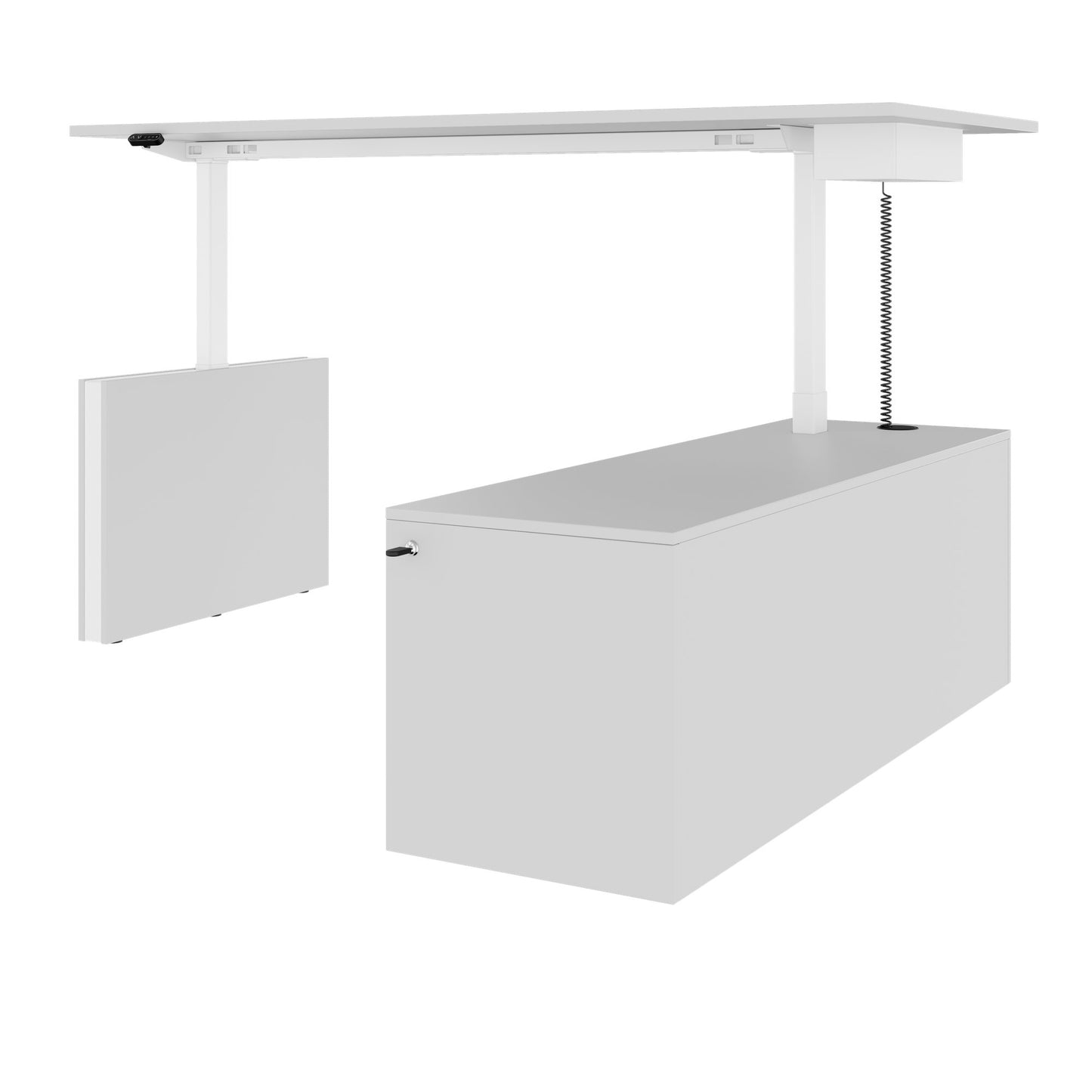MOTION Desk a 2 motori con sideboard | Regolabile elettricamente in altezza, 2000 x 1800 mm, grigio perla