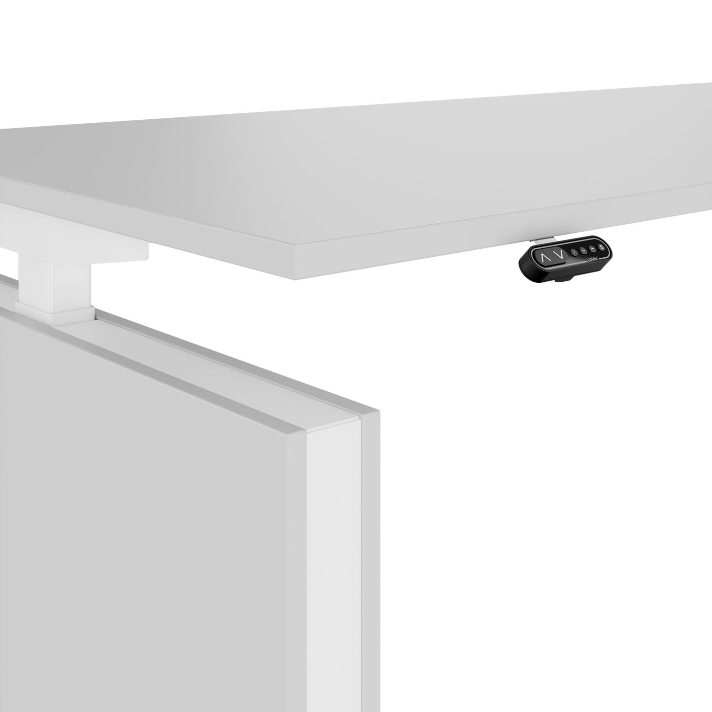 MOTION 2-Motoren-Schreibtisch mit Sideboard | Elektrisch höhenverstellbar, 2000 x 1800 mm, Perlgrau