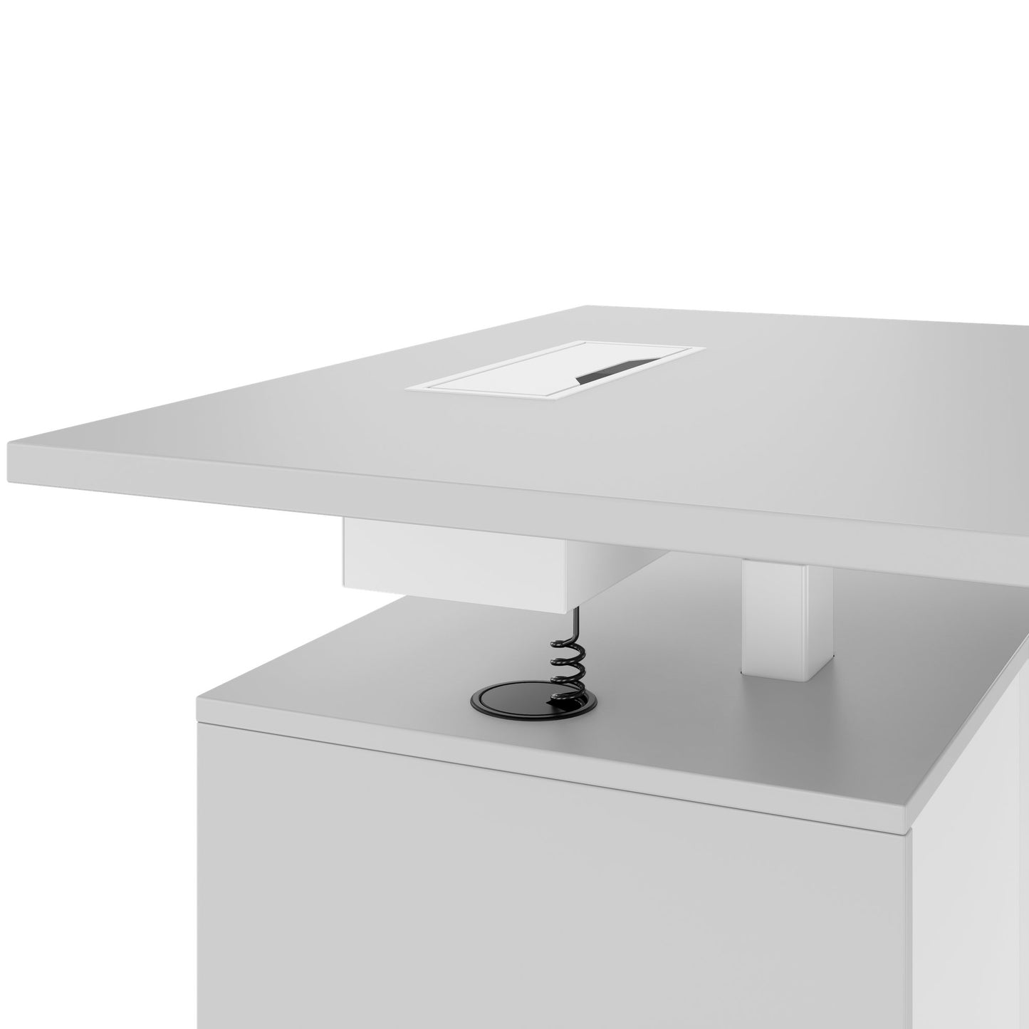MOTION Desk a 2 motori con sideboard | Regolabile elettricamente in altezza, 2000 x 1800 mm, grigio perla