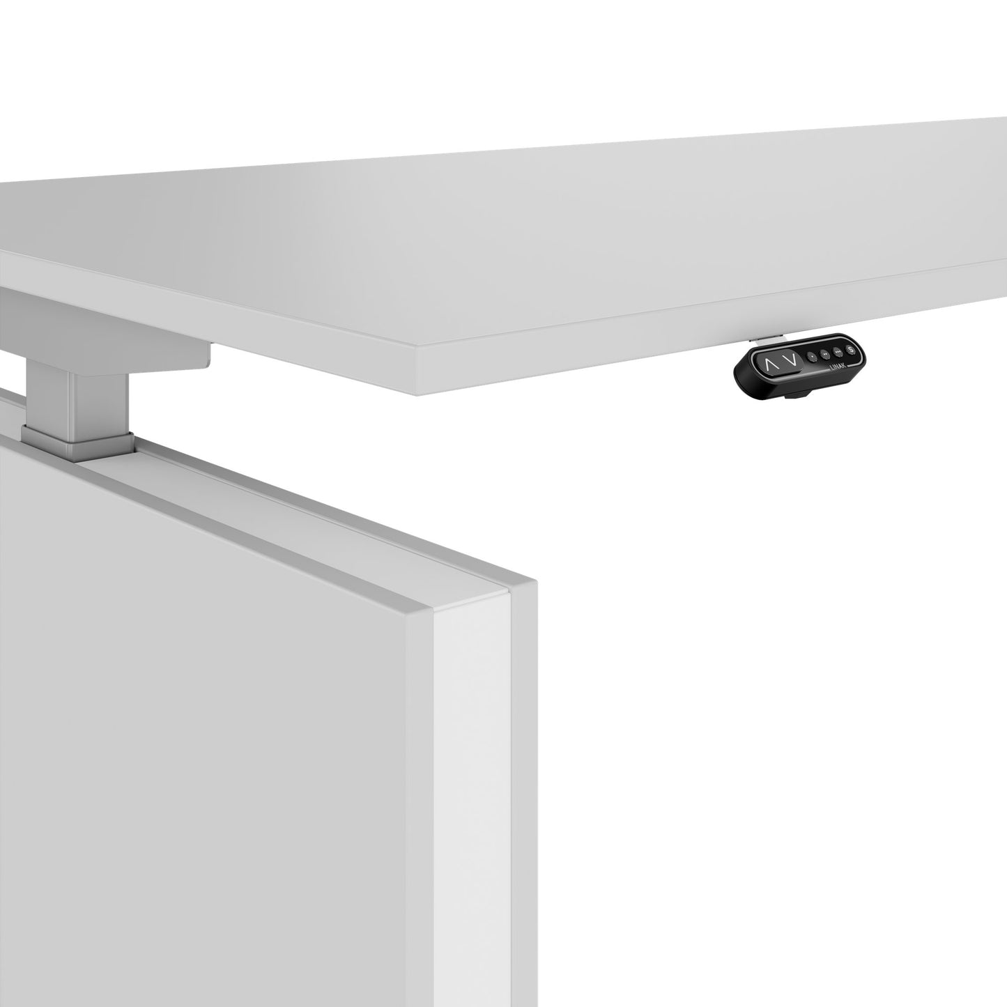 MOTION Desk a 2 motori con sideboard | Regolabile elettricamente in altezza, 2000 x 1800 mm, grigio perla
