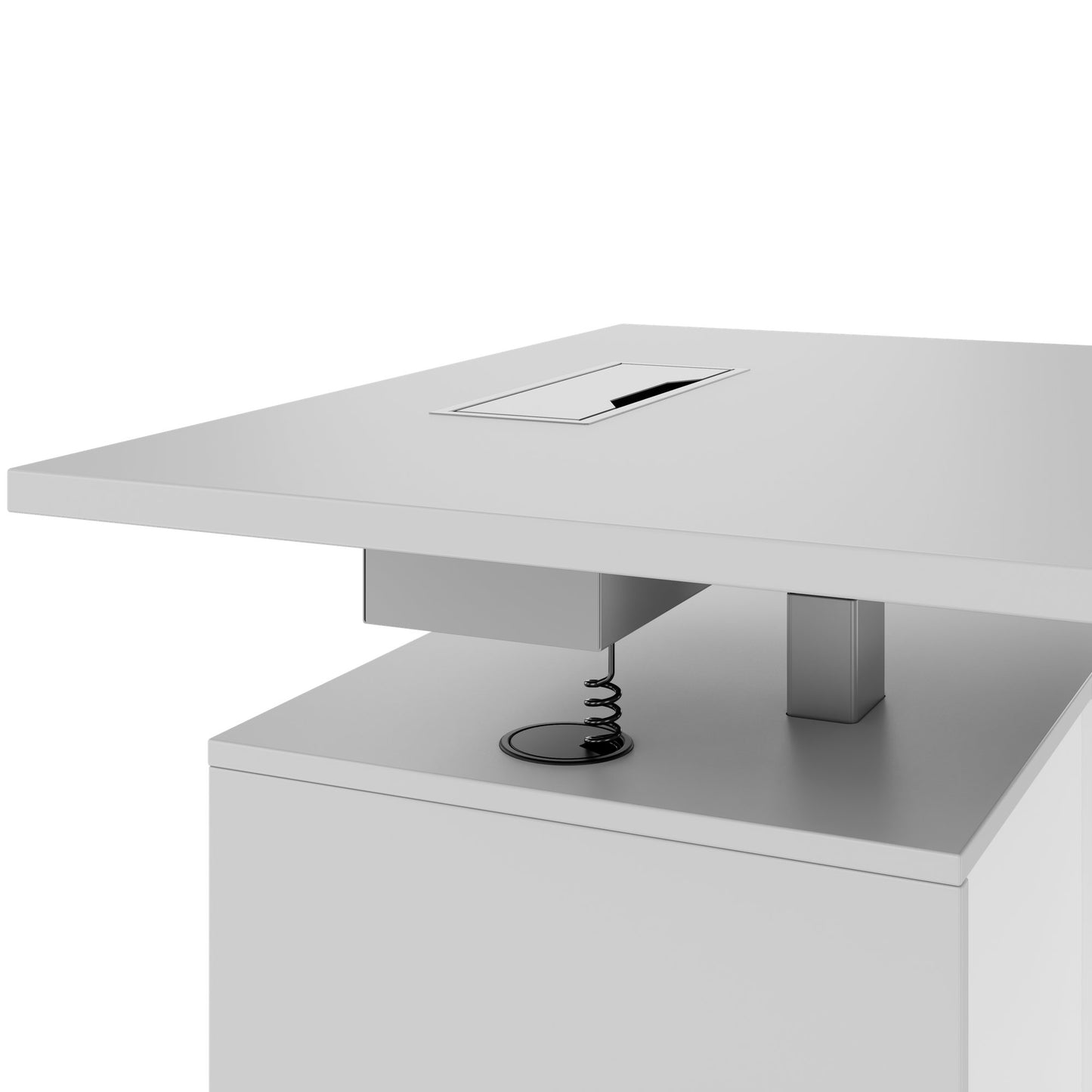 MOTION 2-Motoren-Schreibtisch mit Sideboard | Elektrisch höhenverstellbar, 2000 x 1800 mm, Perlgrau