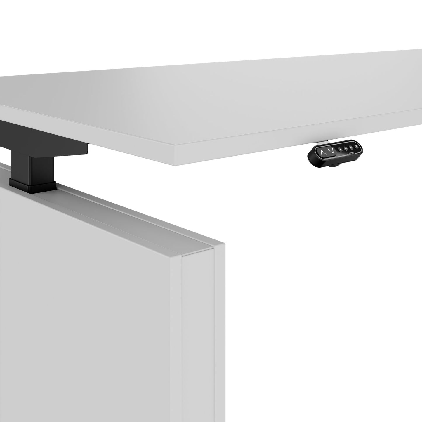 MOTION Desk a 2 motori con sideboard | Regolabile elettricamente in altezza, 2000 x 1800 mm, grigio perla