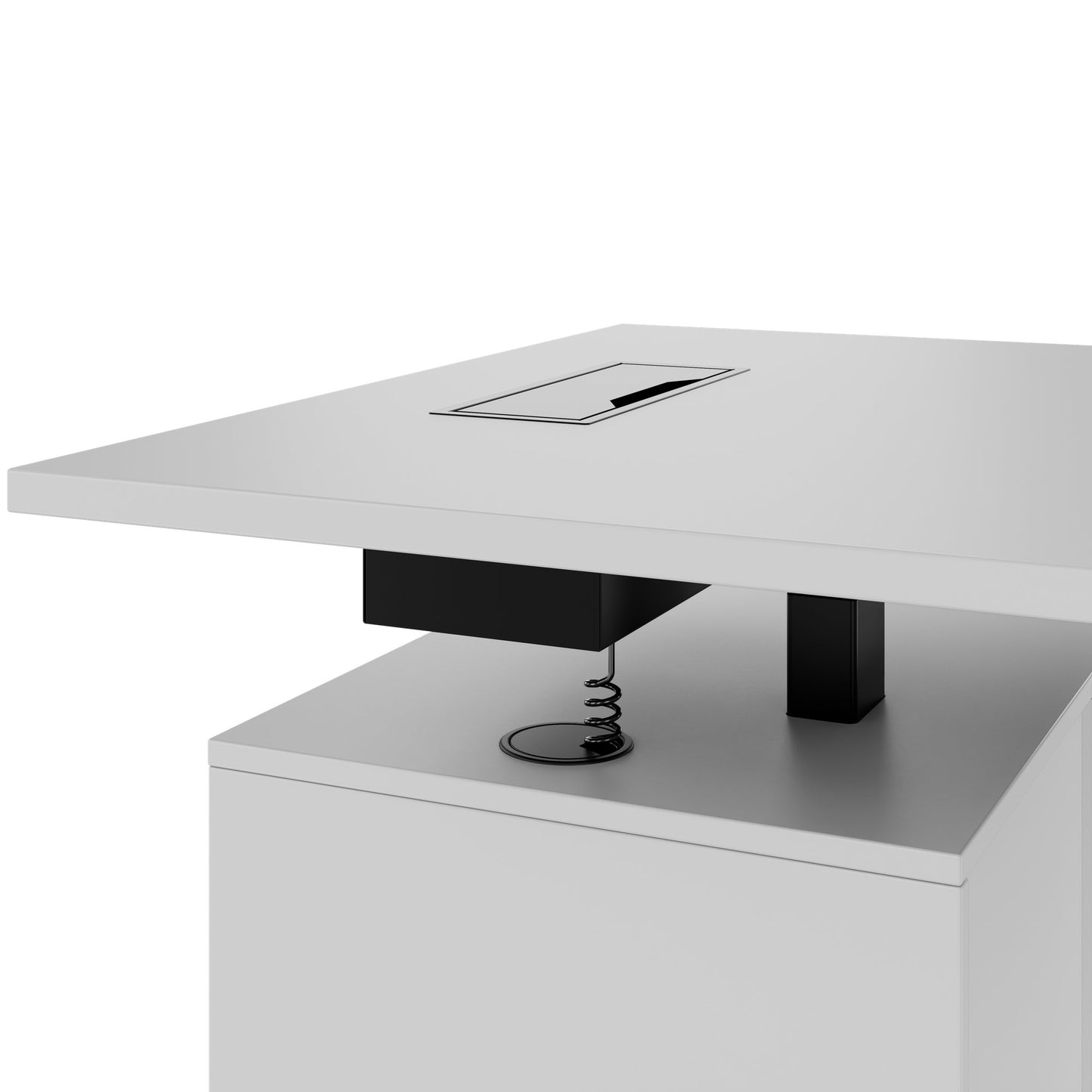 MOTION Desk a 2 motori con sideboard | Regolabile elettricamente in altezza, 2000 x 1800 mm, grigio perla