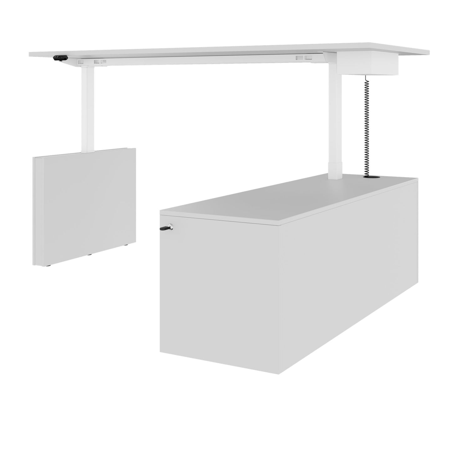 MOTION Desk a 2 motori con sideboard | Regolabile elettricamente in altezza, 2000 x 1800 mm, grigio perla