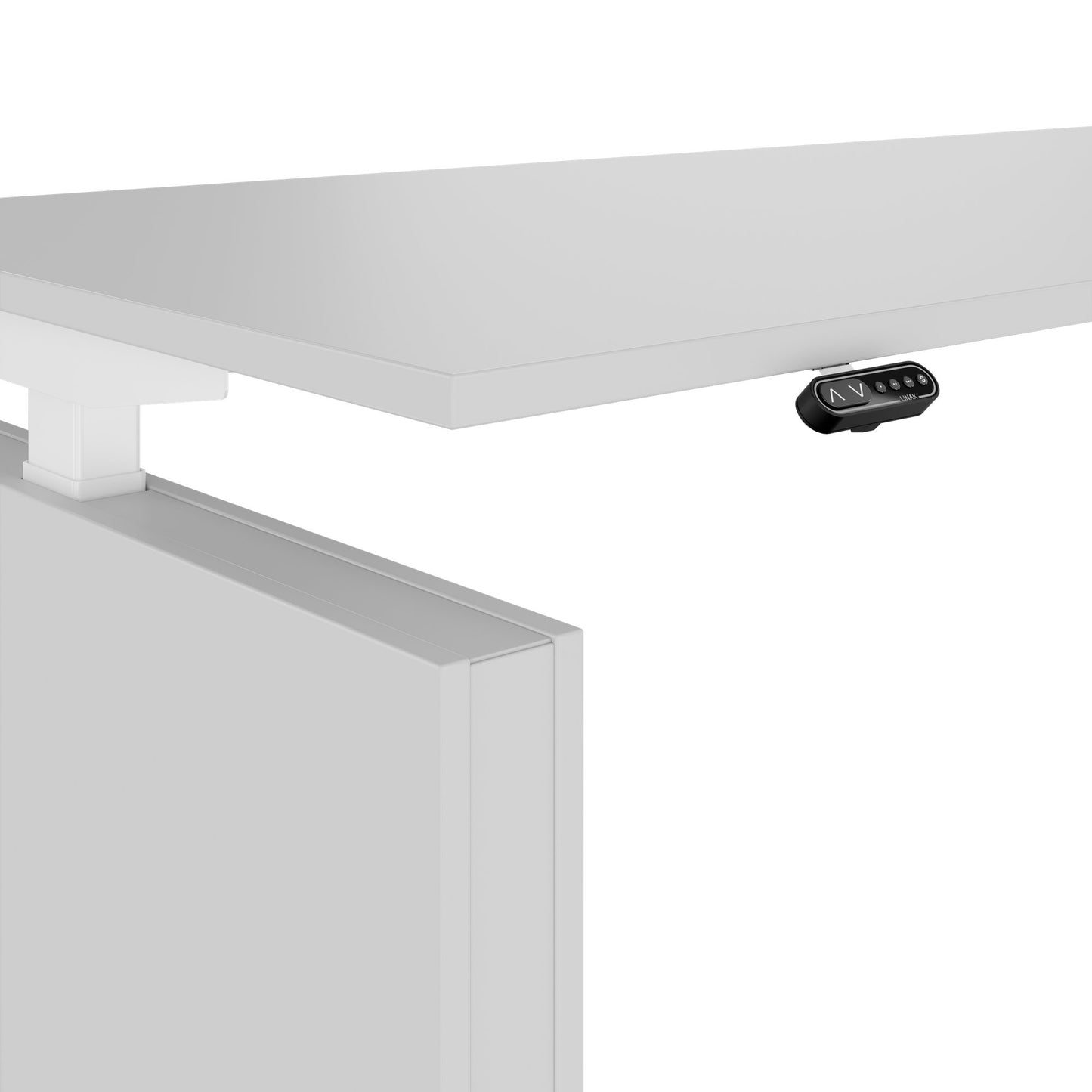 MOTION Desk a 2 motori con sideboard | Regolabile elettricamente in altezza, 2000 x 1800 mm, grigio perla
