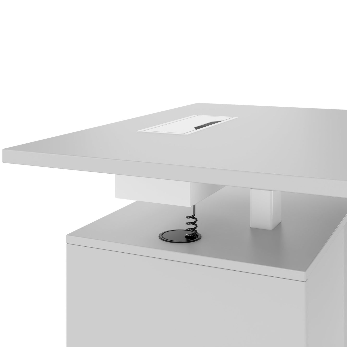 MOTION Desk a 2 motori con sideboard | Regolabile elettricamente in altezza, 2000 x 1800 mm, grigio perla