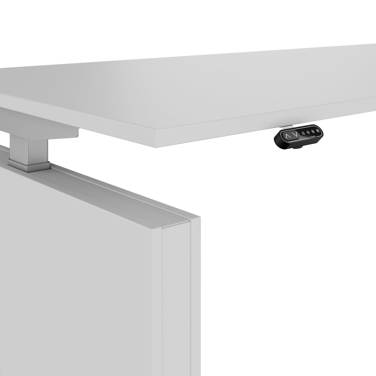 MOTION 2-Motoren-Schreibtisch mit Sideboard | Elektrisch höhenverstellbar, 2000 x 1800 mm, Perlgrau