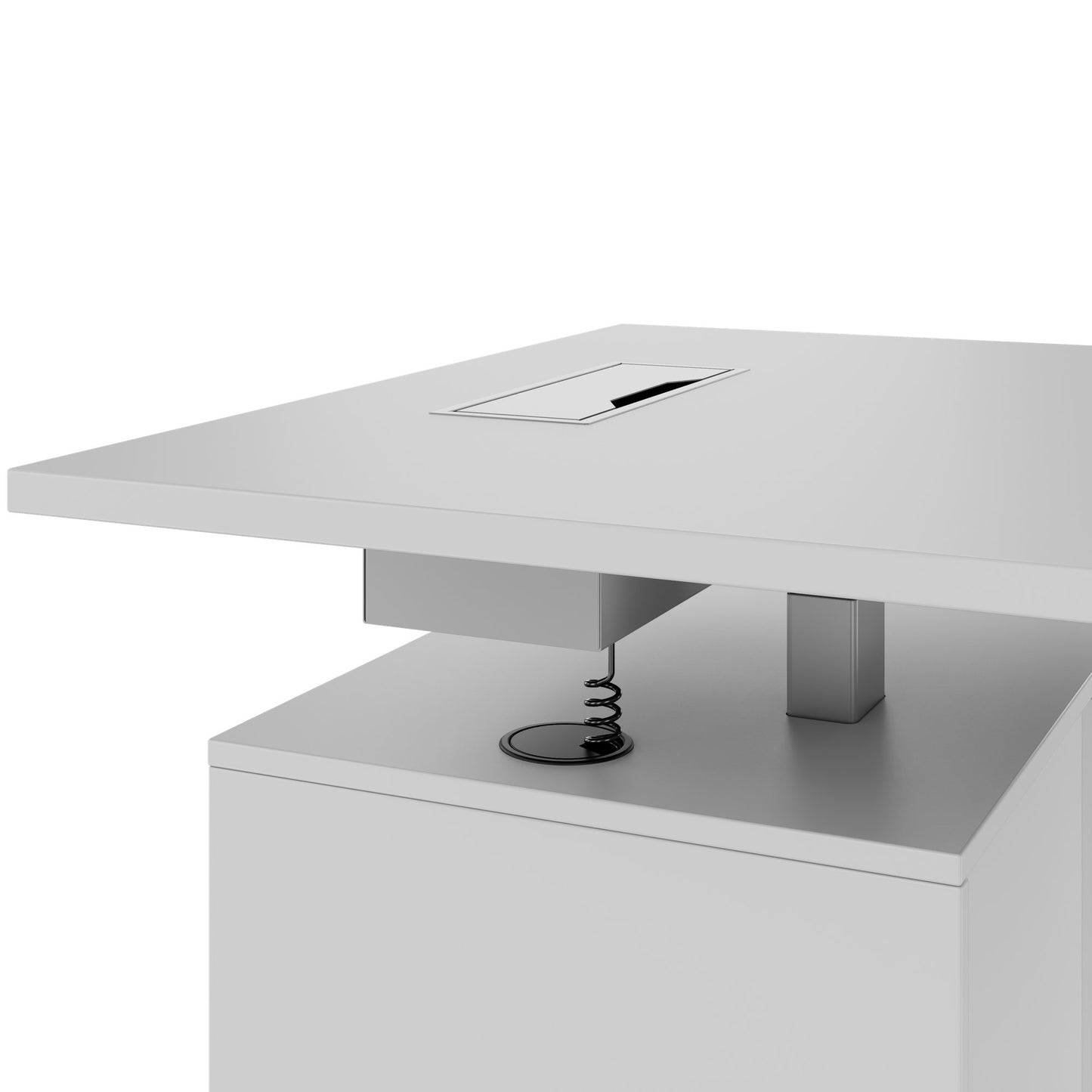 MOTION Desk a 2 motori con sideboard | Regolabile elettricamente in altezza, 2000 x 1800 mm, grigio perla