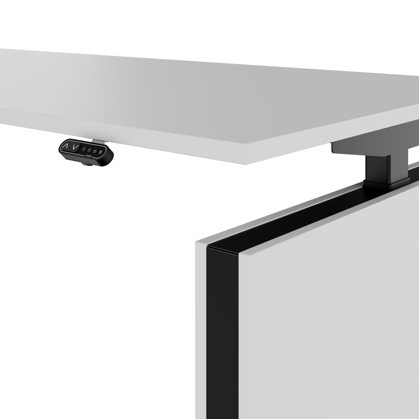 MOTION Desk a 2 motori con sideboard | Regolabile elettricamente in altezza, 2000 x 1800 mm, grigio perla