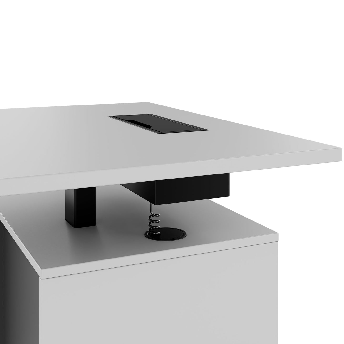 MOTION Desk a 2 motori con sideboard | Regolabile elettricamente in altezza, 2000 x 1800 mm, grigio perla
