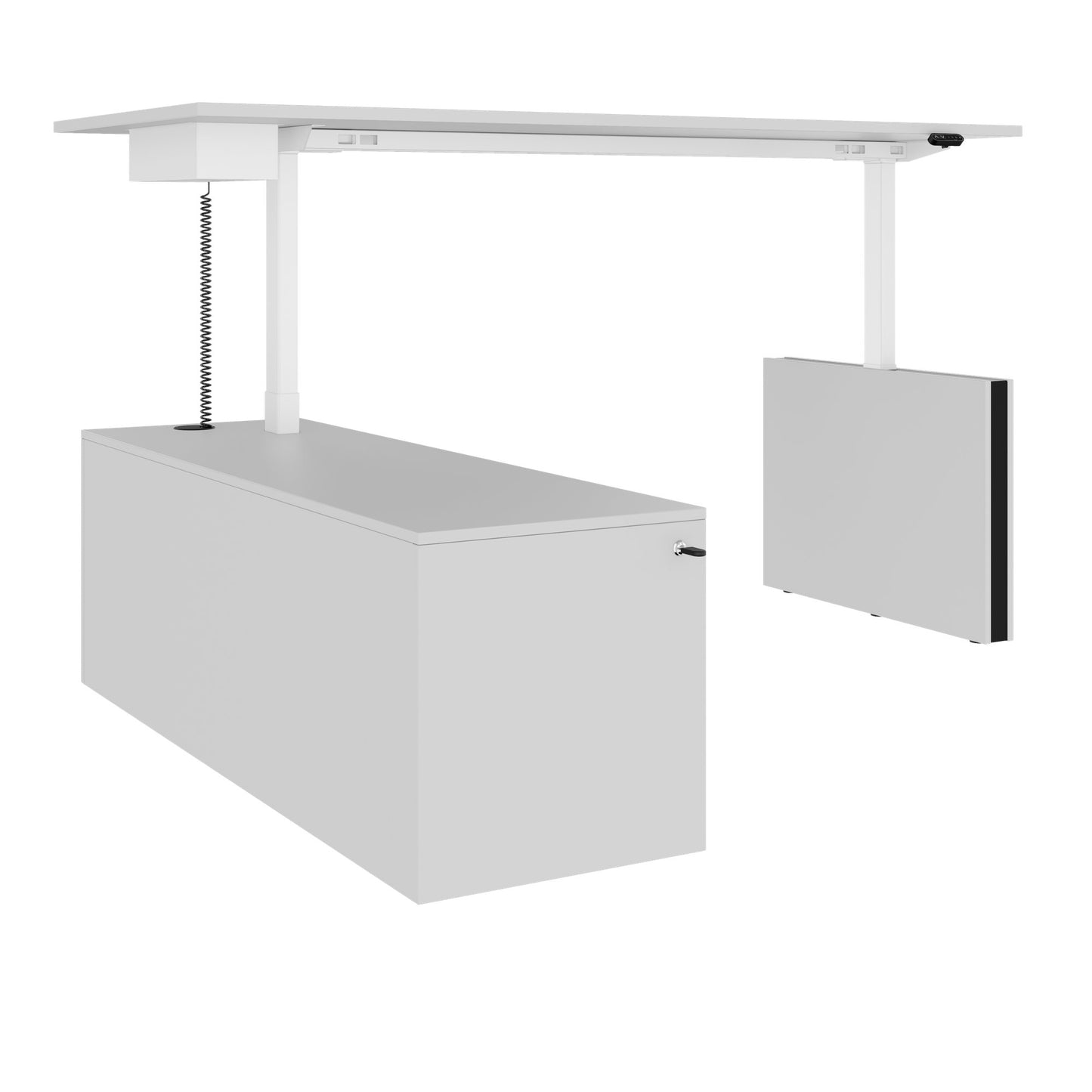 MOTION 2-Motoren-Schreibtisch mit Sideboard | Elektrisch höhenverstellbar, 2000 x 1800 mm, Perlgrau