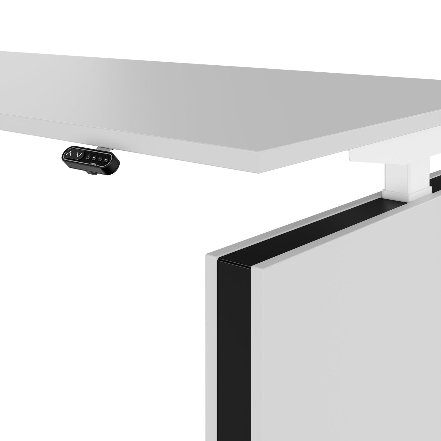 MOTION Desk a 2 motori con sideboard | Regolabile elettricamente in altezza, 2000 x 1800 mm, grigio perla
