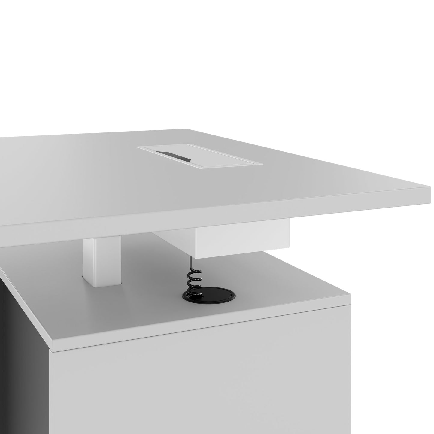 MOTION Desk a 2 motori con sideboard | Regolabile elettricamente in altezza, 2000 x 1800 mm, grigio perla