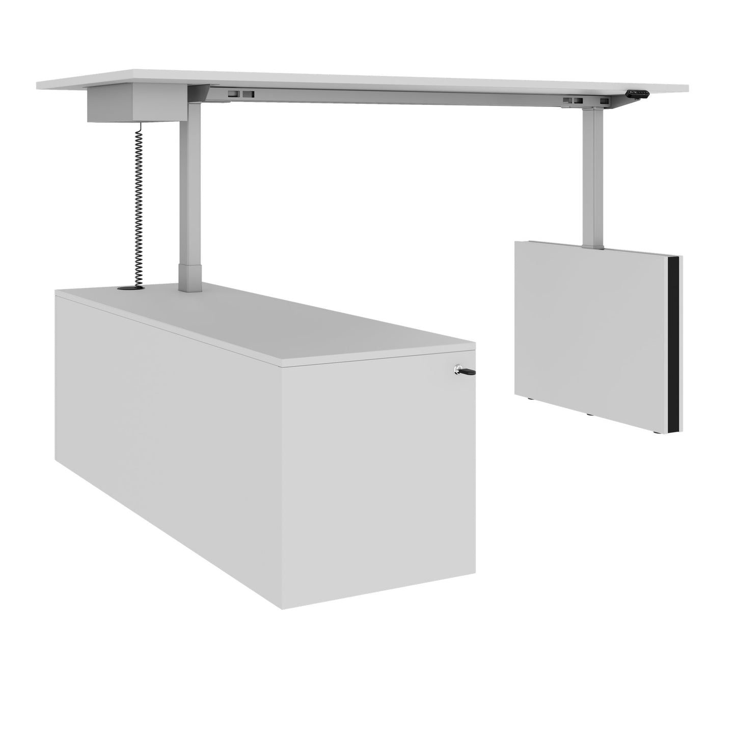 MOTION Desk a 2 motori con sideboard | Regolabile elettricamente in altezza, 2000 x 1800 mm, grigio perla