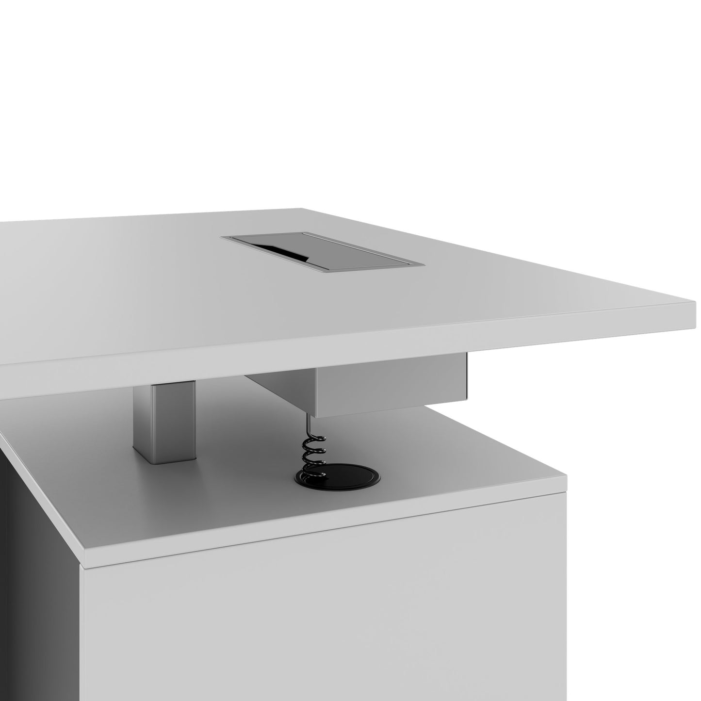 MOTION Desk a 2 motori con sideboard | Regolabile elettricamente in altezza, 2000 x 1800 mm, grigio perla