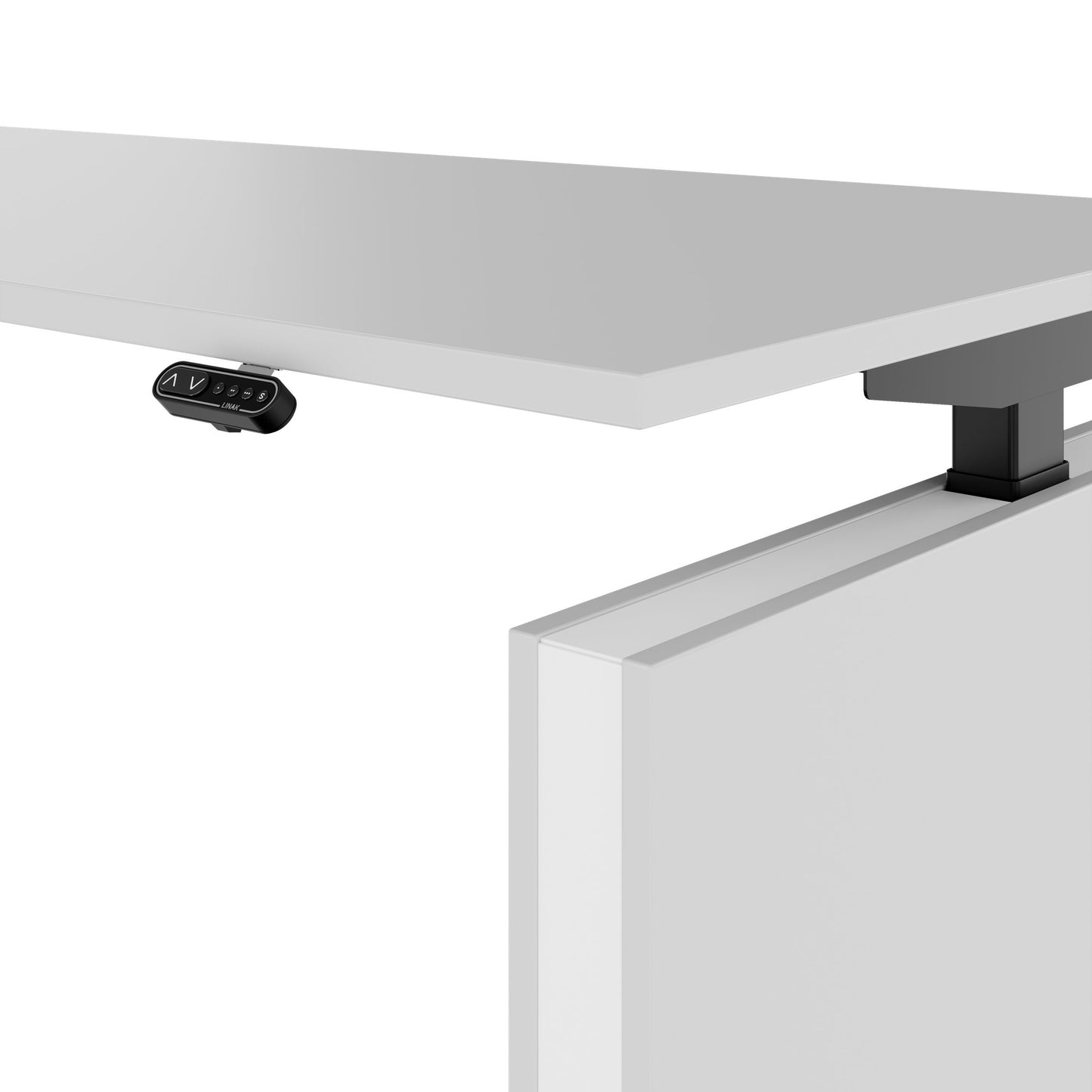 MOTION Desk a 2 motori con sideboard | Regolabile elettricamente in altezza, 2000 x 1800 mm, grigio perla