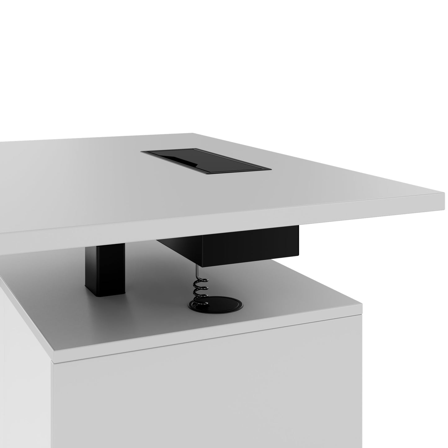 MOTION Desk a 2 motori con sideboard | Regolabile elettricamente in altezza, 2000 x 1800 mm, grigio perla
